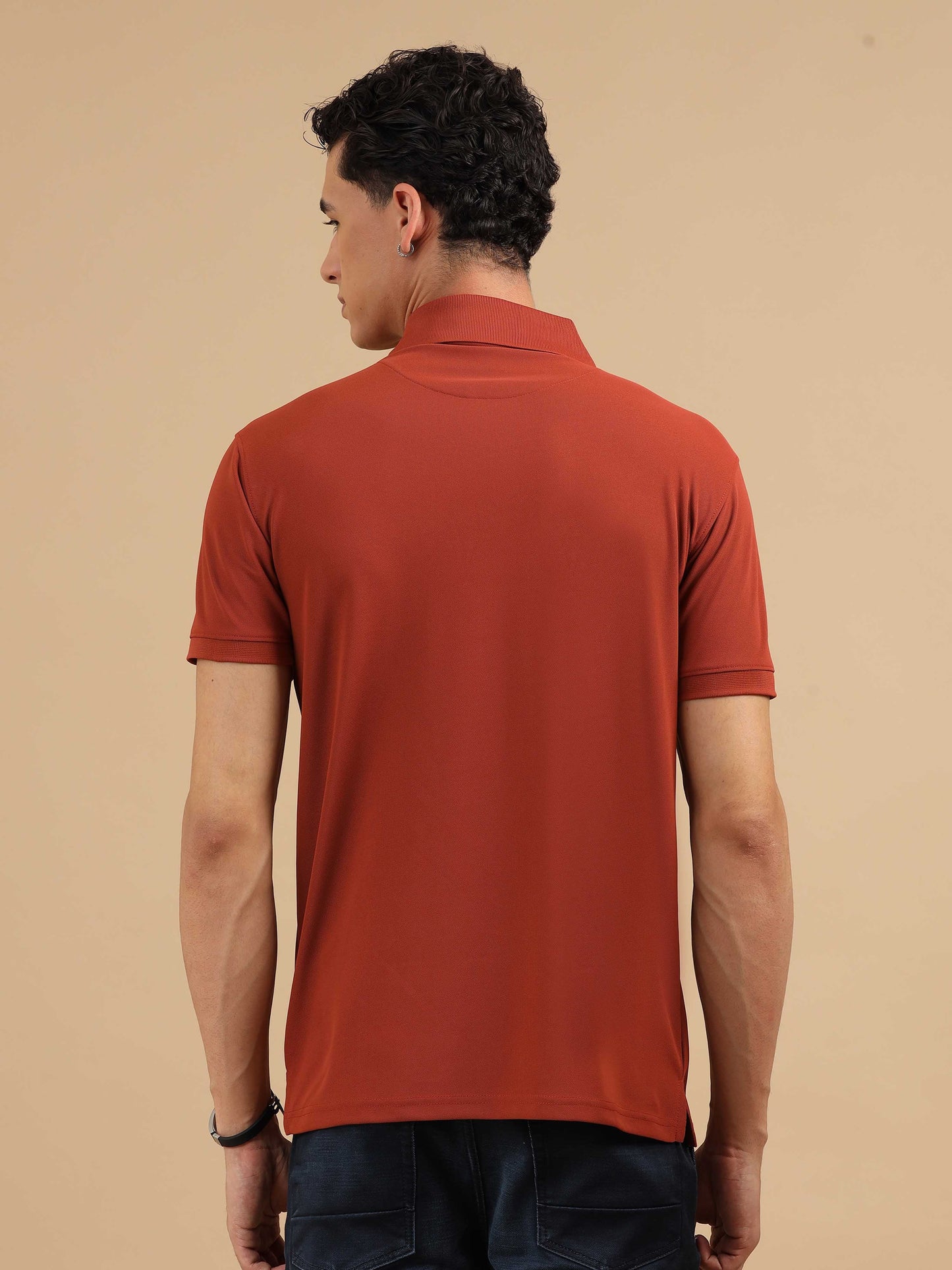 Plus Size Brick Red Men's Polo T-shirt