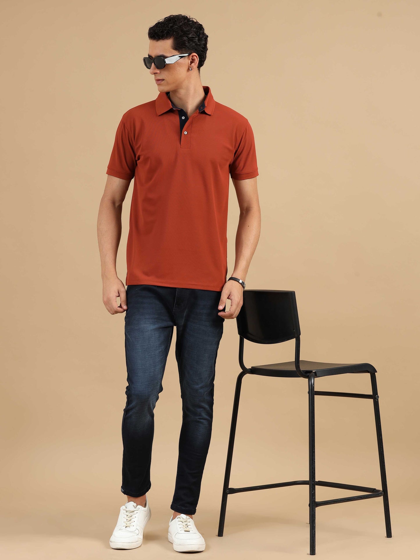 Plus Size Brick Red Men's Polo T-shirt