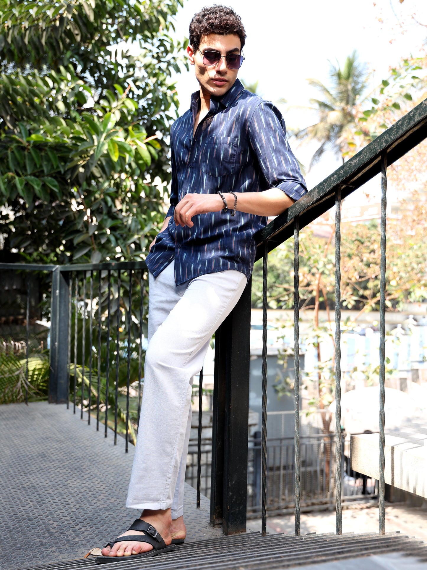 L Blue BreezeCotton Linen Trousers