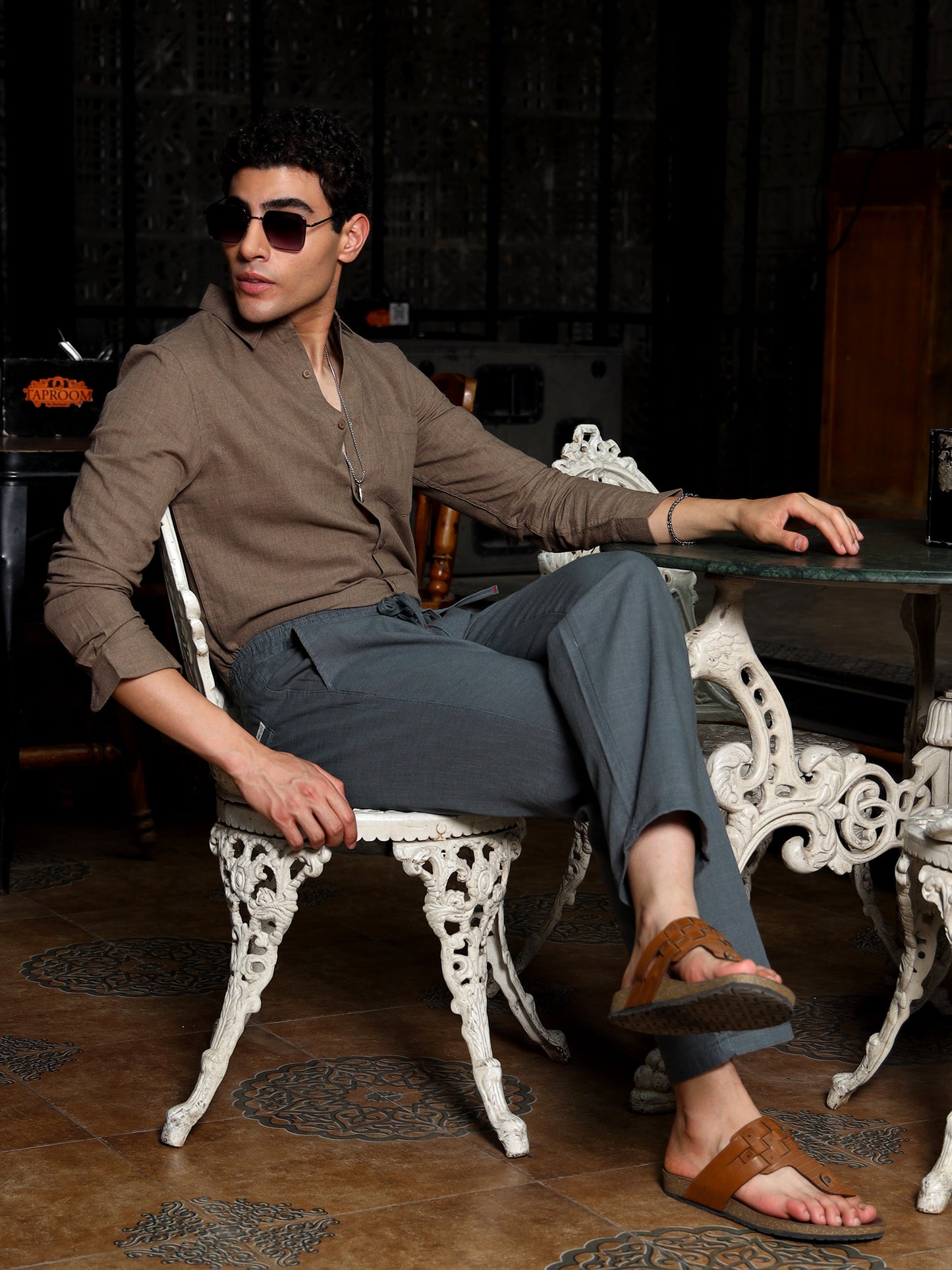 D grey BreezeCotton Linen Trousers