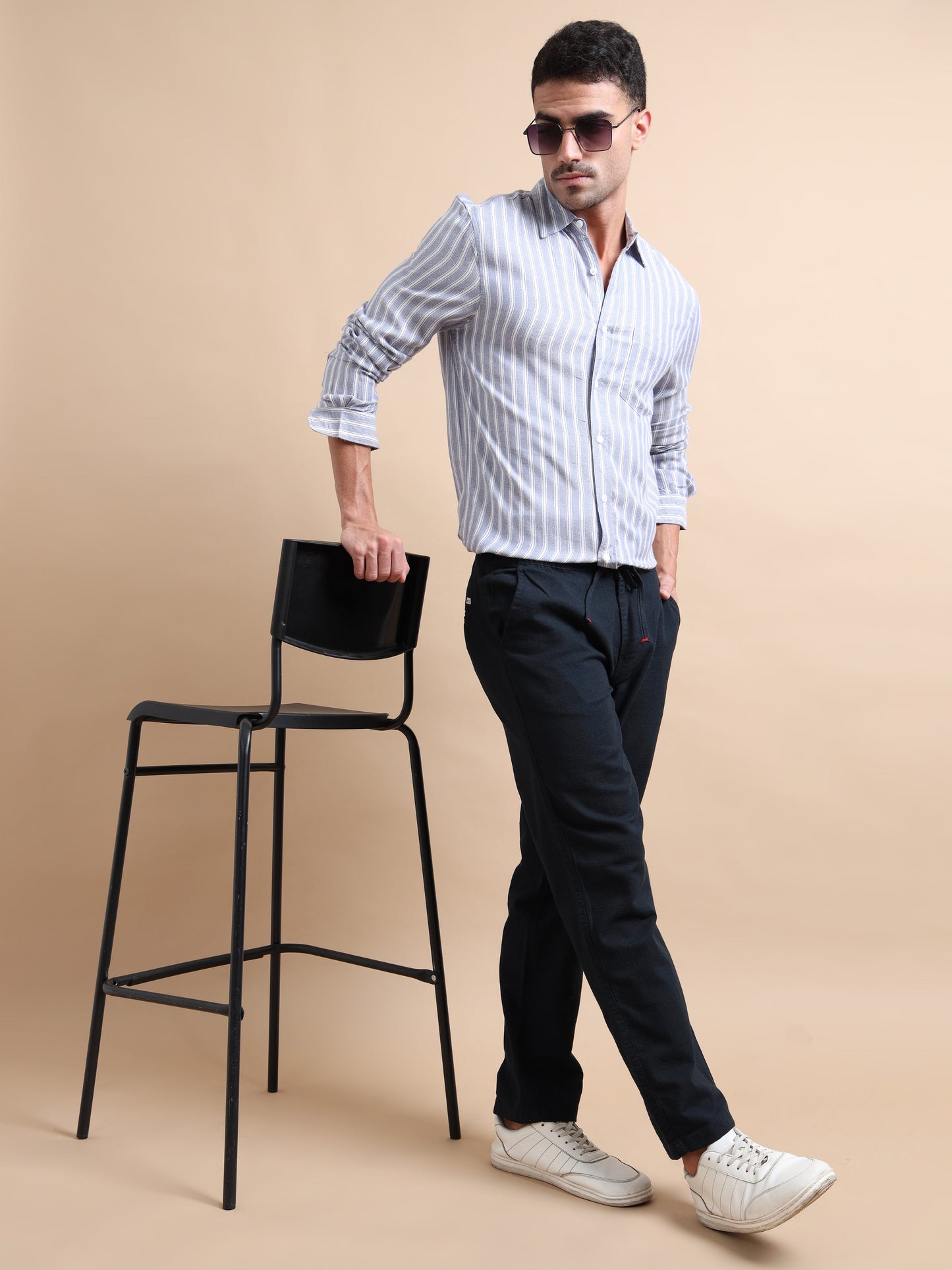 Black BreezeCotton Linen Trousers