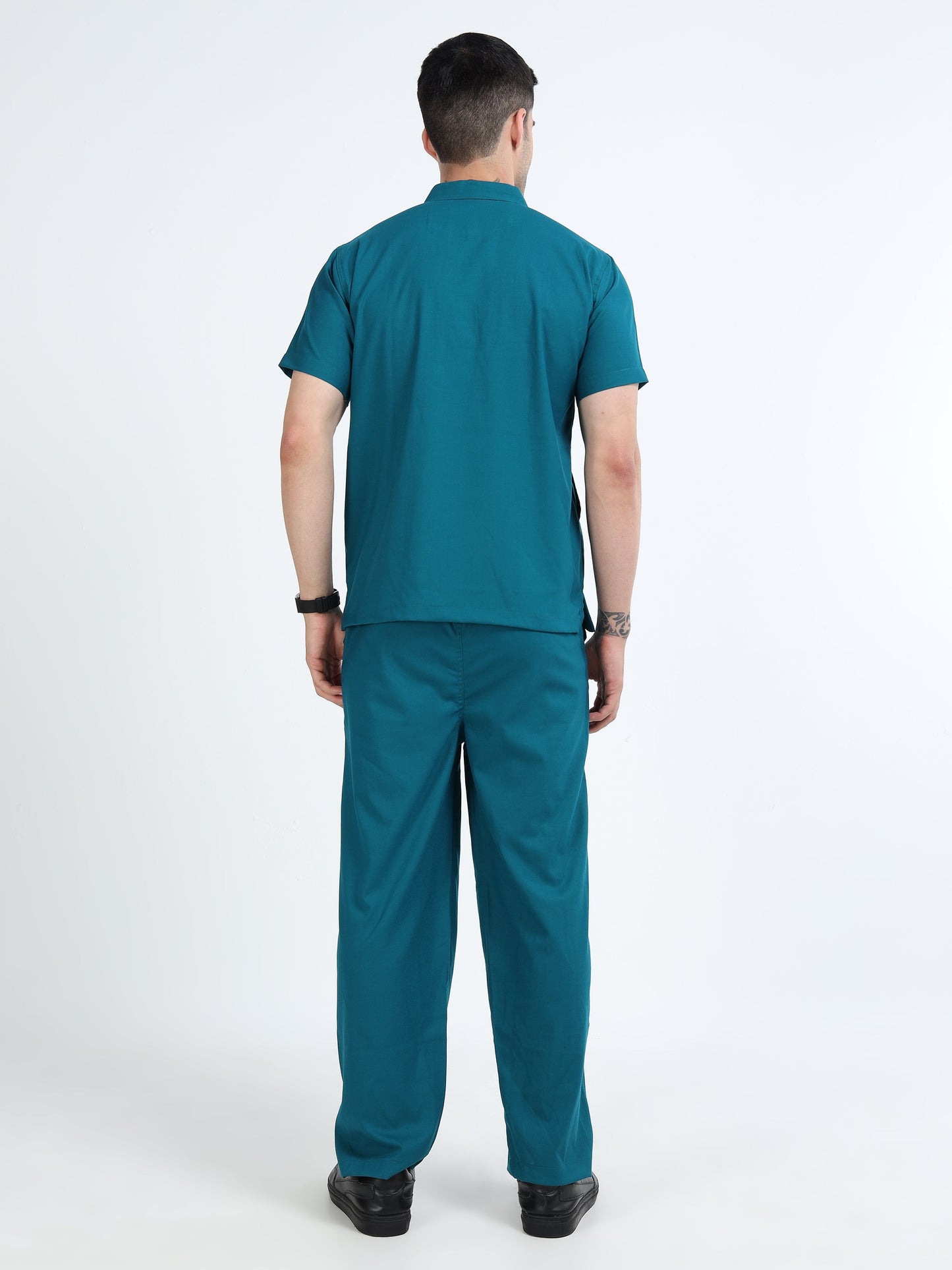 Men’s Emerald Green Medical Scrub Set – Mandarin Collar (Chinese Collar) Top & Straight Pants | Wrinkle-Resistant – Eco Flex