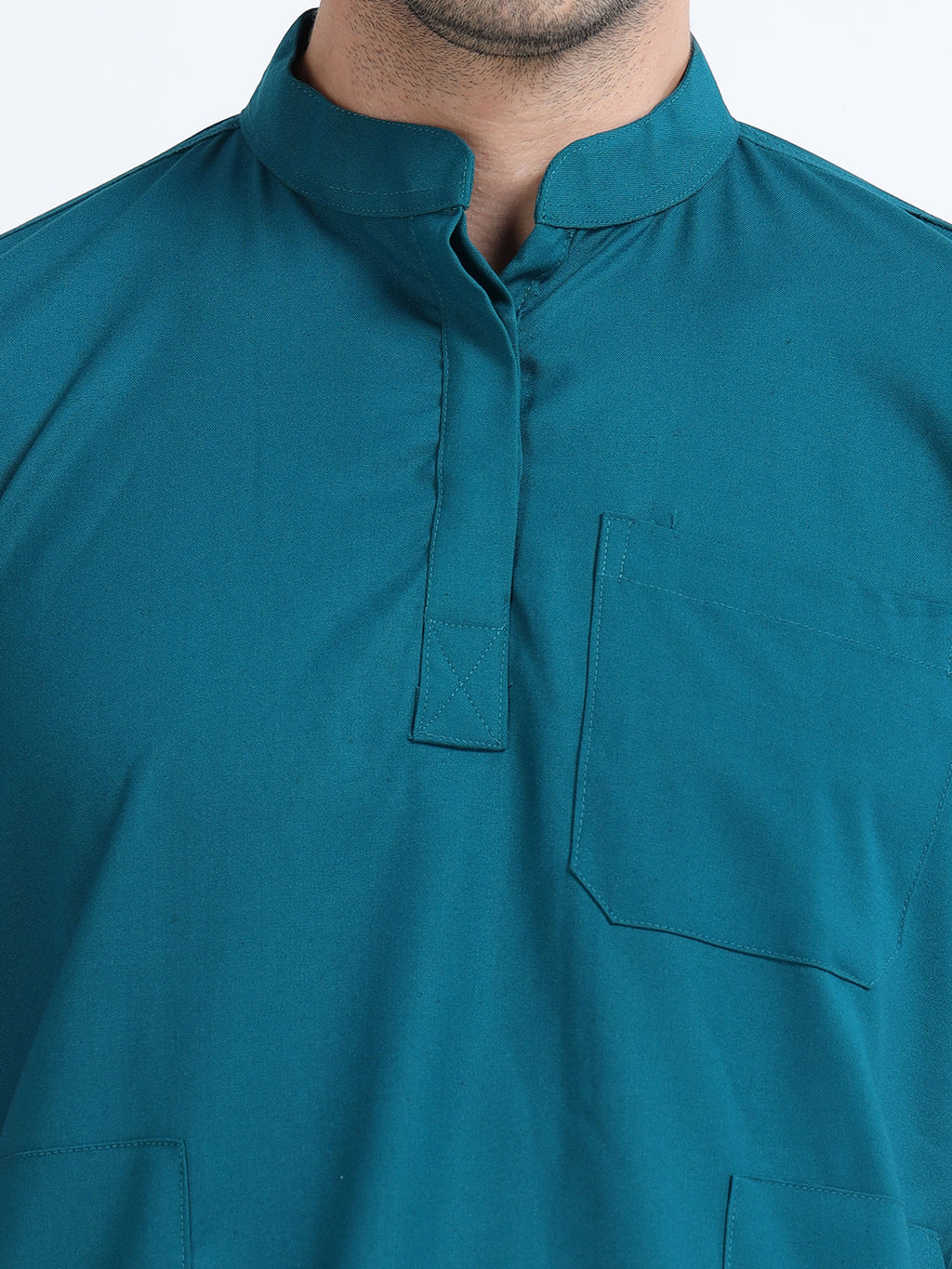 Men’s Emerald Green Medical Scrub Set – Mandarin Collar (chinese collar)Top & Straight Pants | Antibacterial, Stretch & Wrinkle-Resistant - Apollo