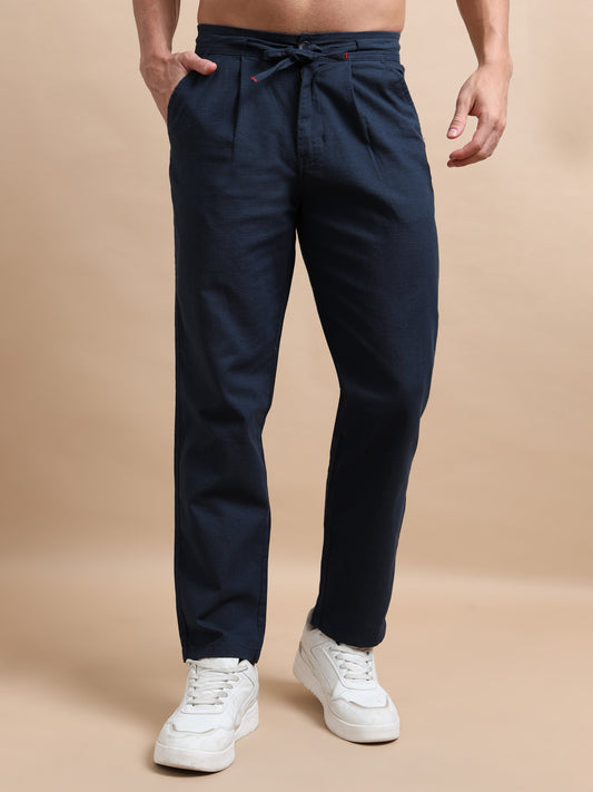 Navy Blue Elite Pleat Trousers