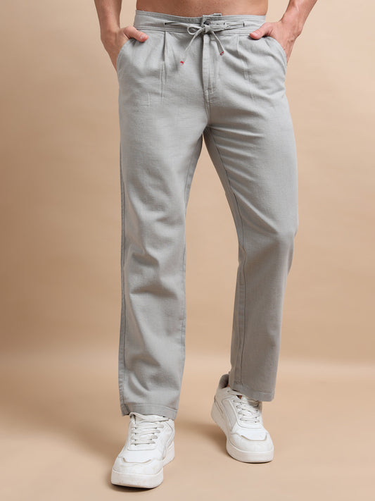 Natural Grey Elite Pleat Trousers