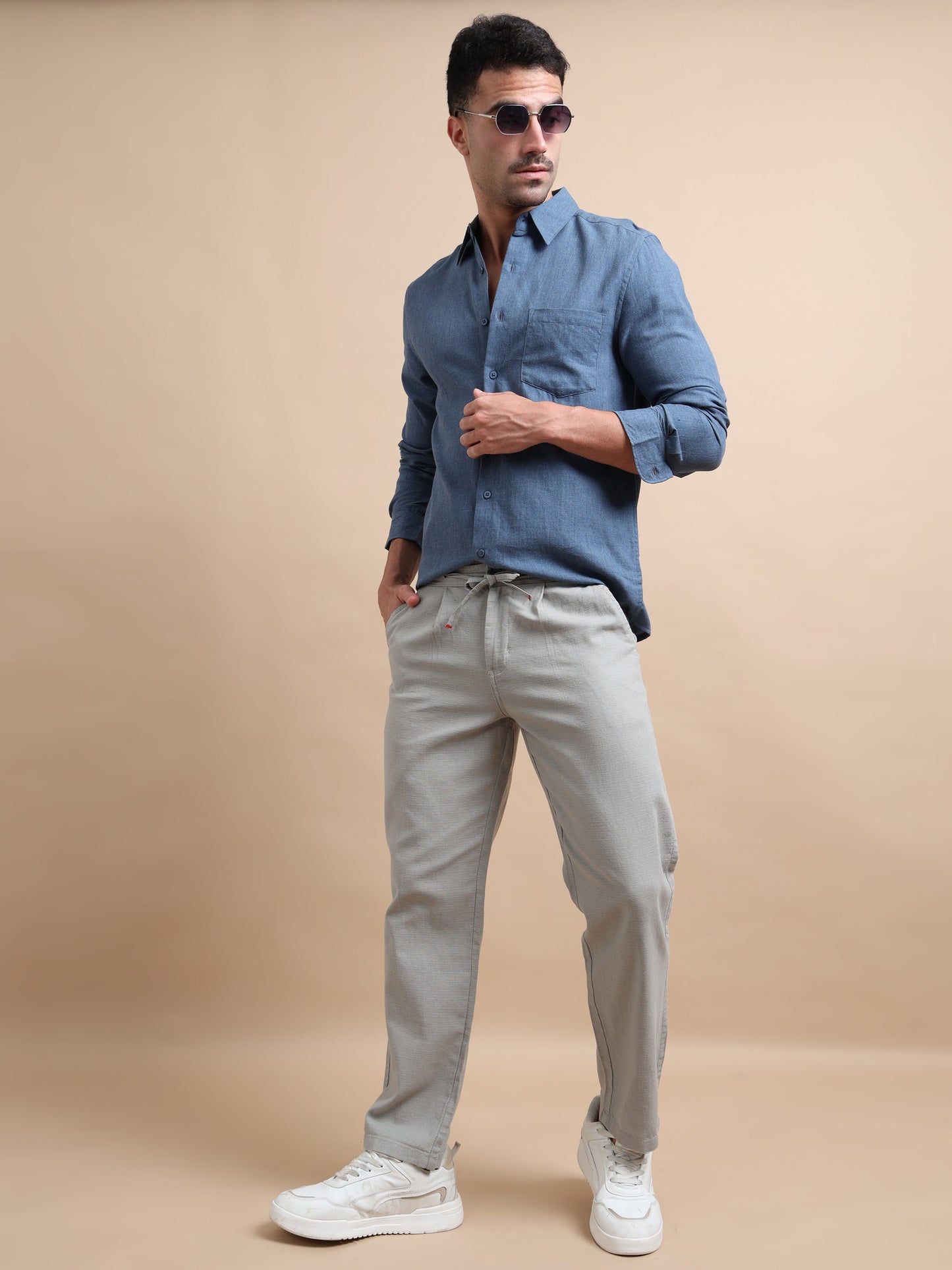 Natural Grey Elite Pleat Trousers