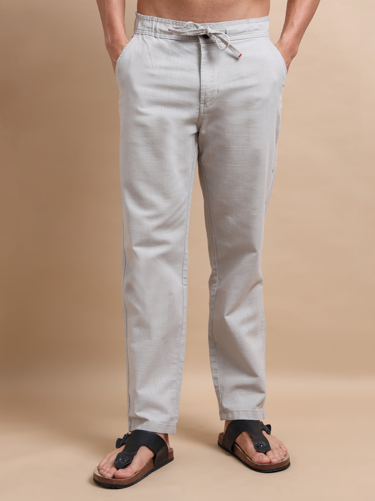 French Grey BreezeCotton Linen Trousers