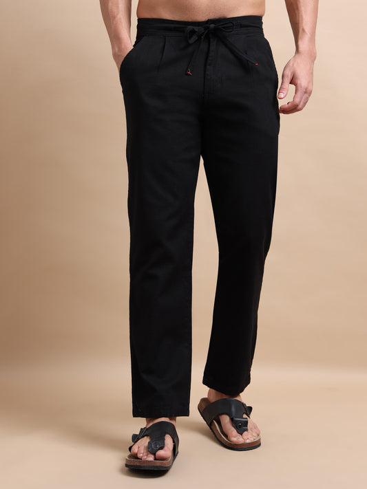 Black Elite Pleat Trousers