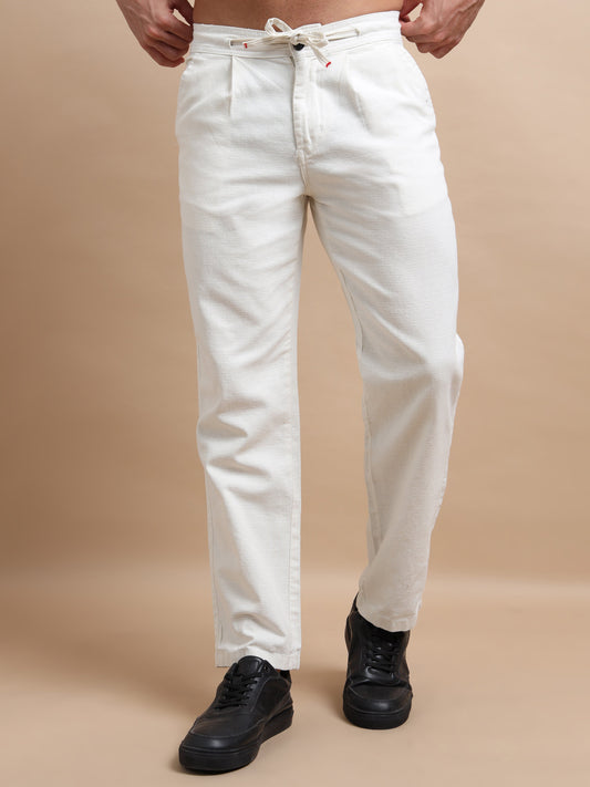 White Elite Pleat Trousers