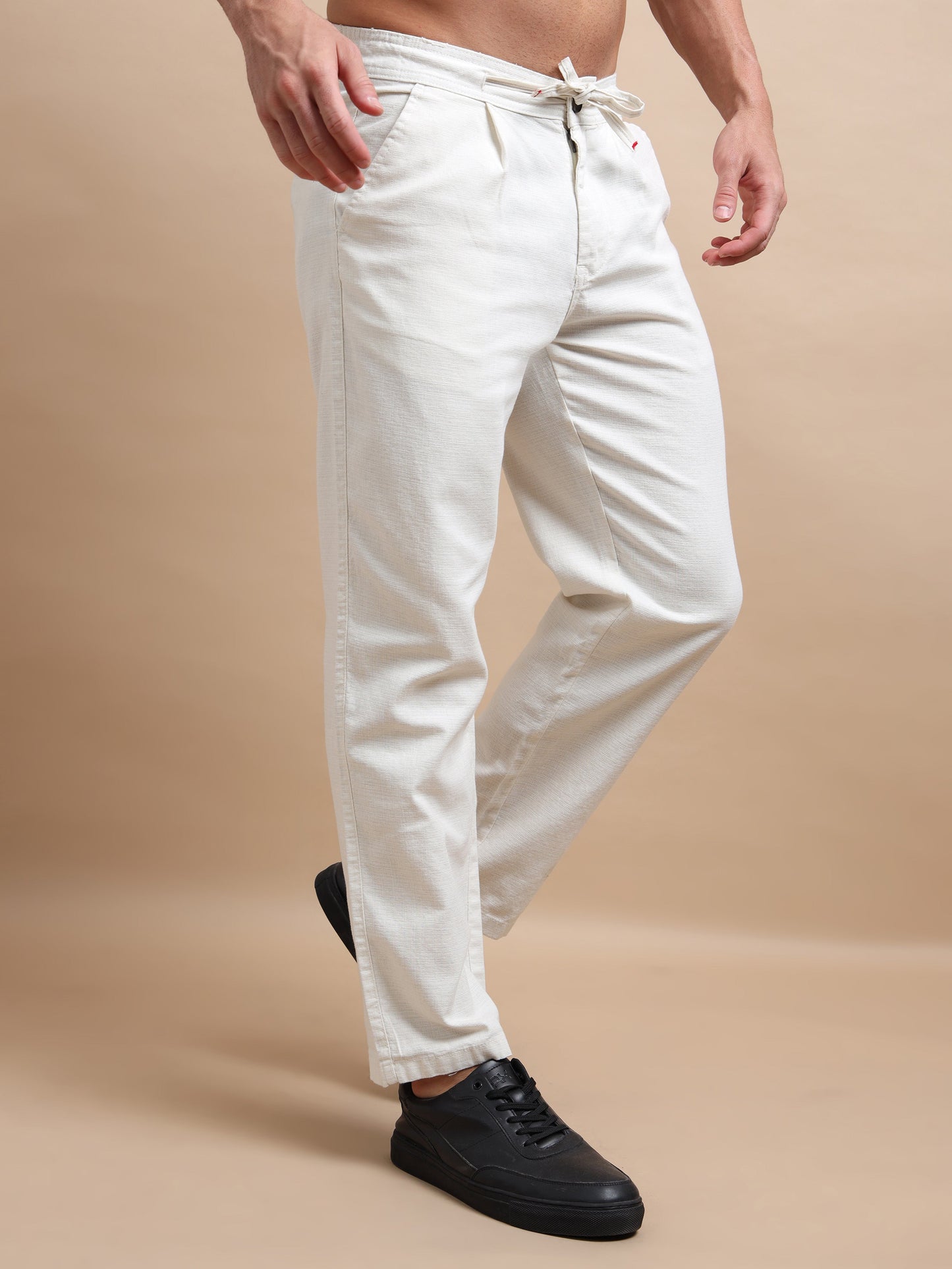 White Elite Pleat Trousers