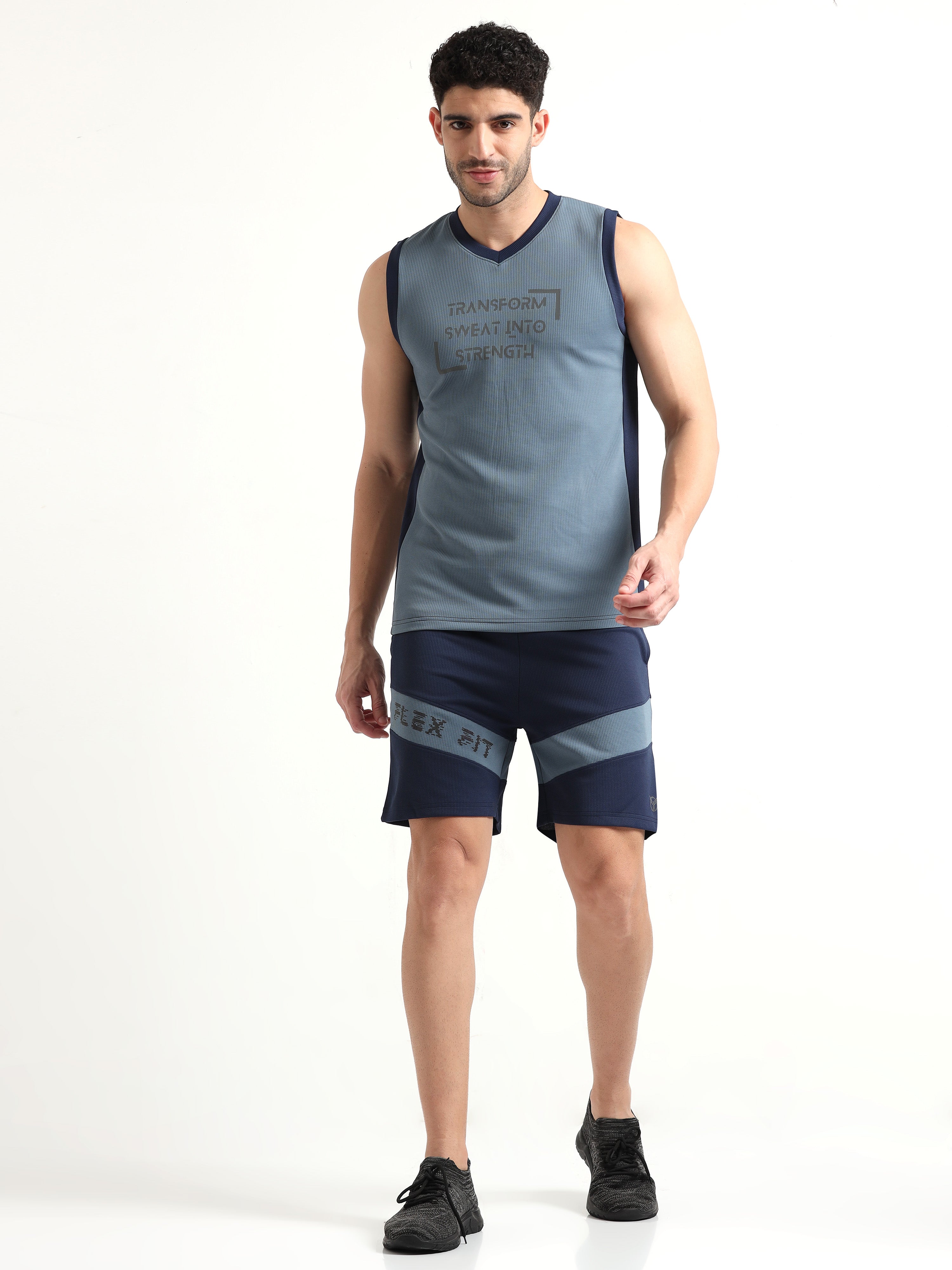 Dusk Blue Men Active Co-Ords Set