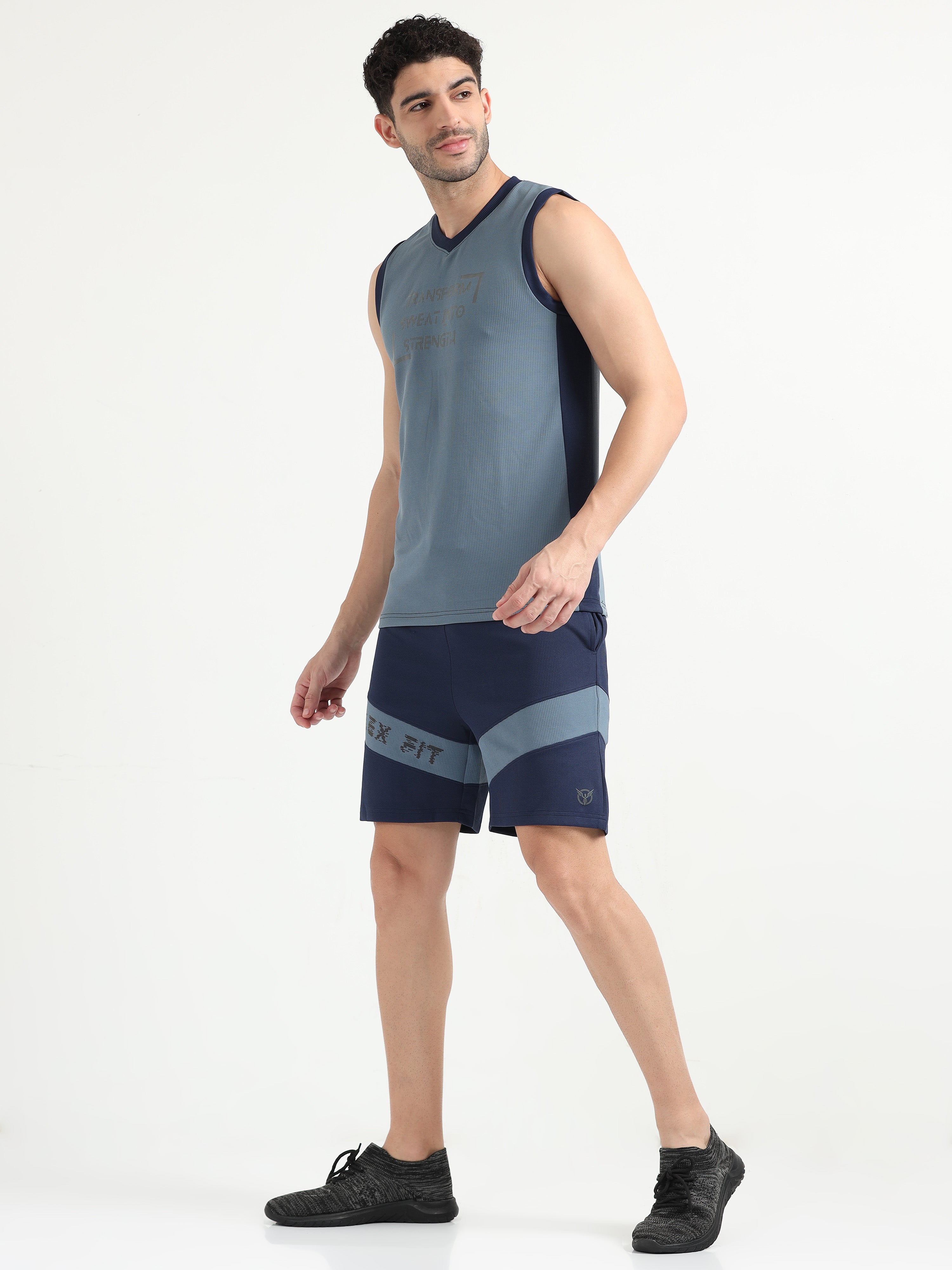 Dusk Blue Men Active Co-Ords Set
