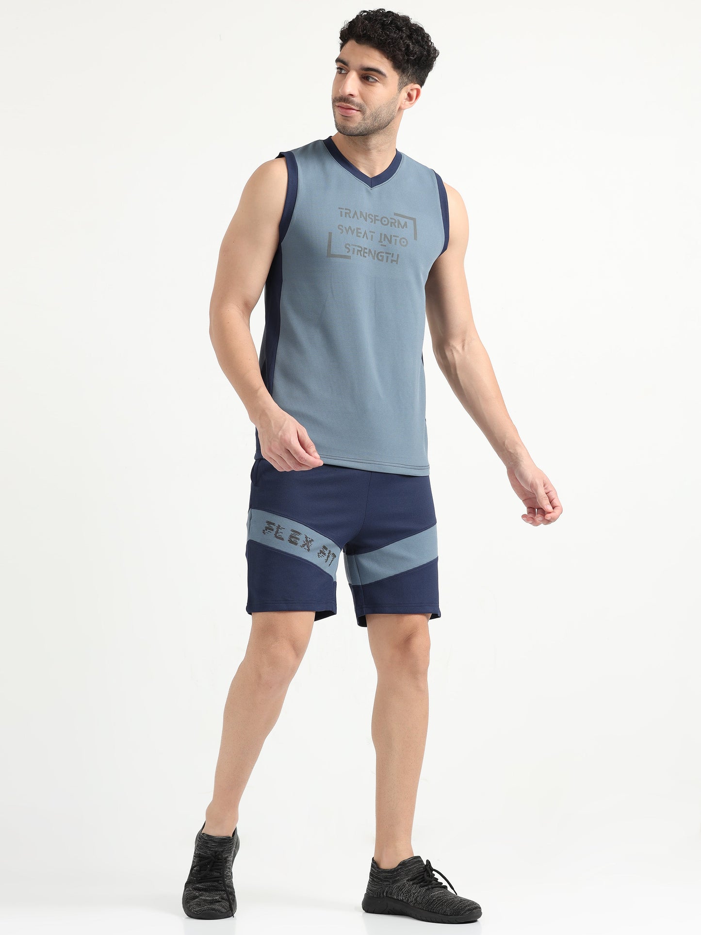 Dusk Blue Men Active Co-Ords Set