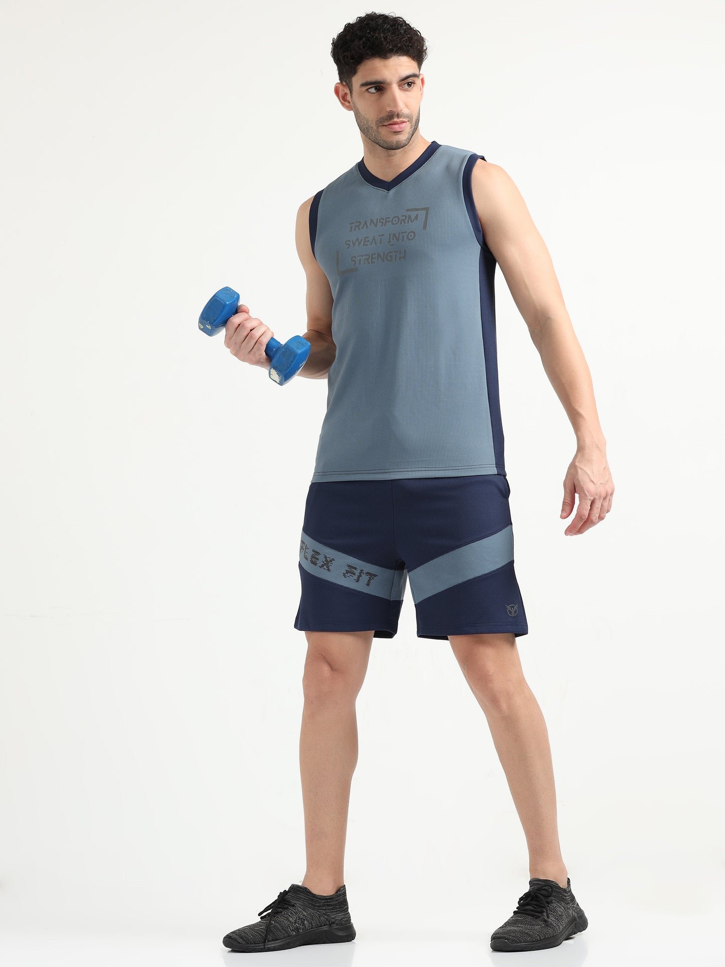 Dusk Blue Men Active Co-Ords Set