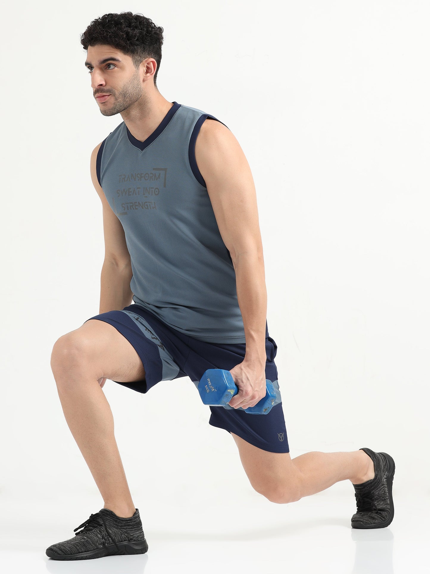 Dusk Blue Men Active Co-Ords Set