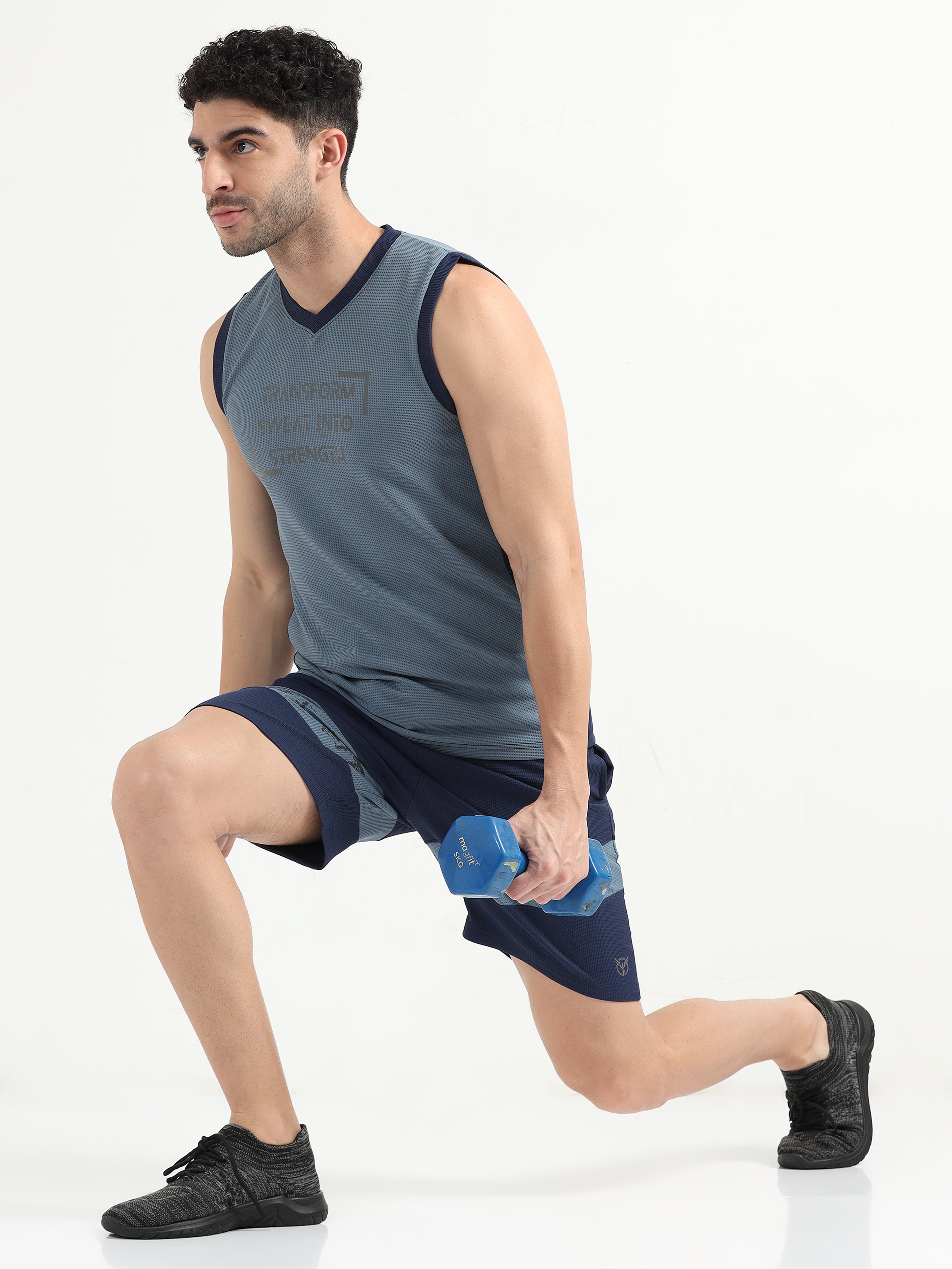 Dusk Blue Men Active Co-Ords Set
