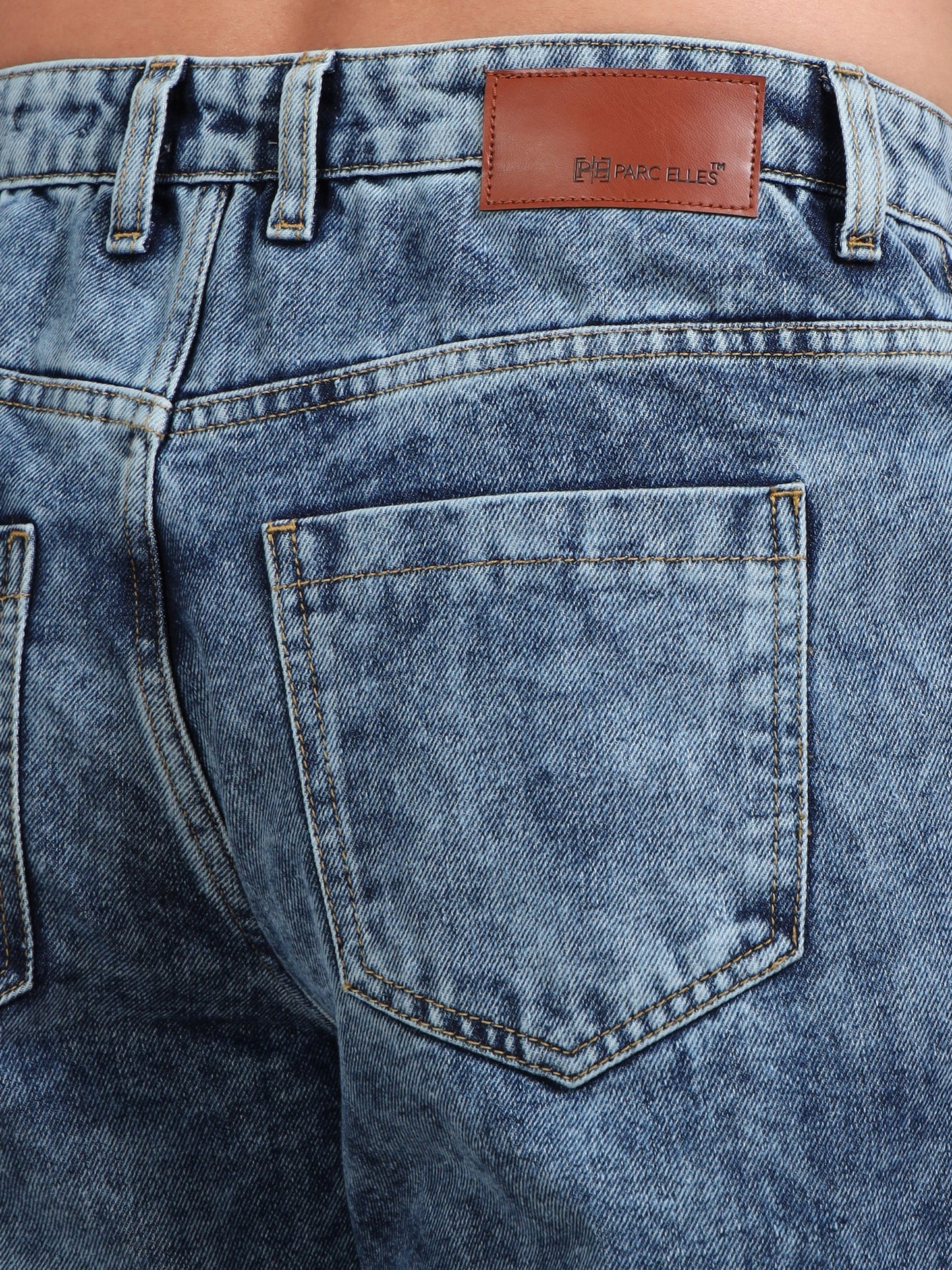 Blue Acid Wash 8-Pocket Cargo Denim Jeans