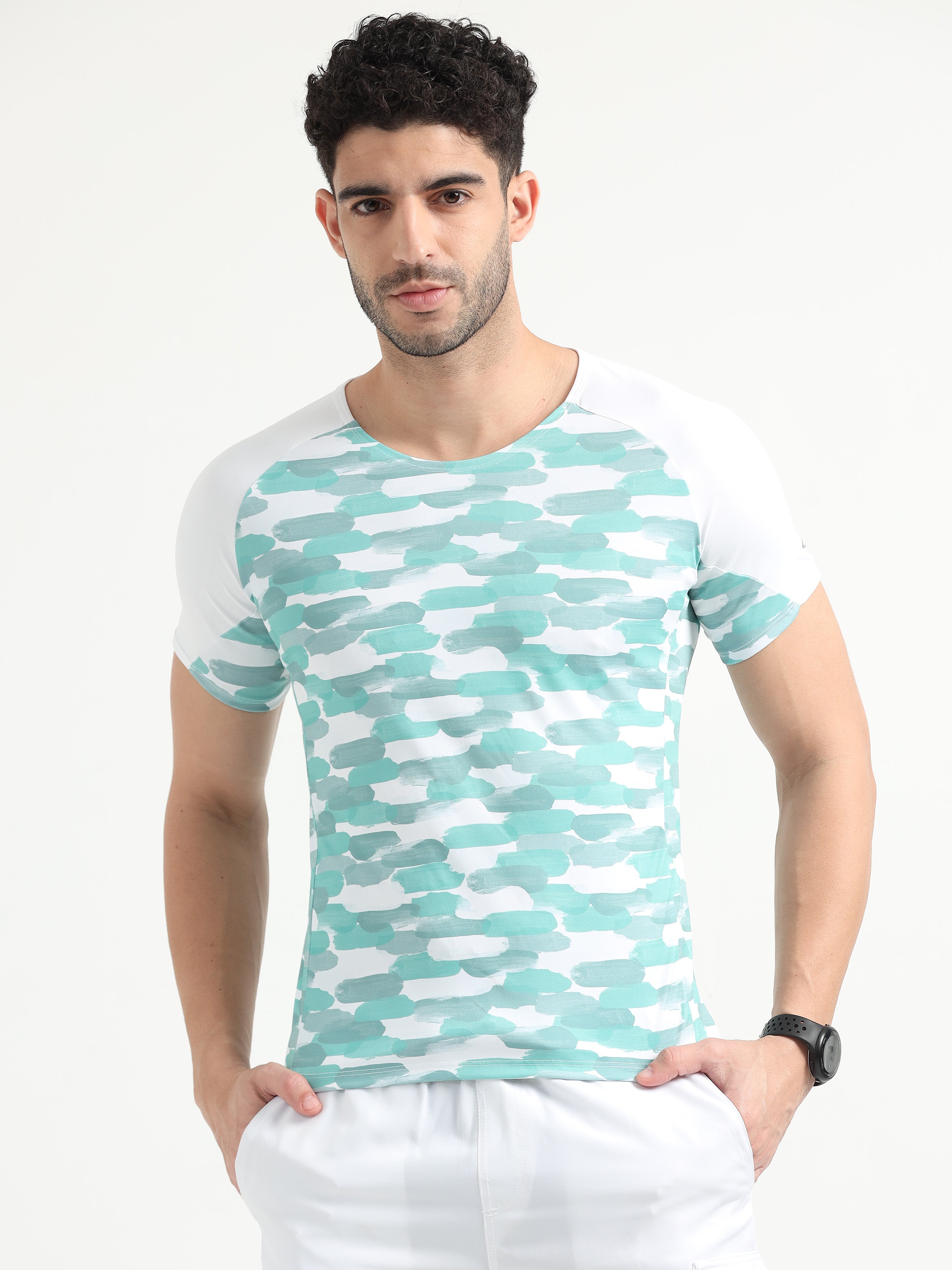 Painted Stripe Abstract Men Cycling Tee