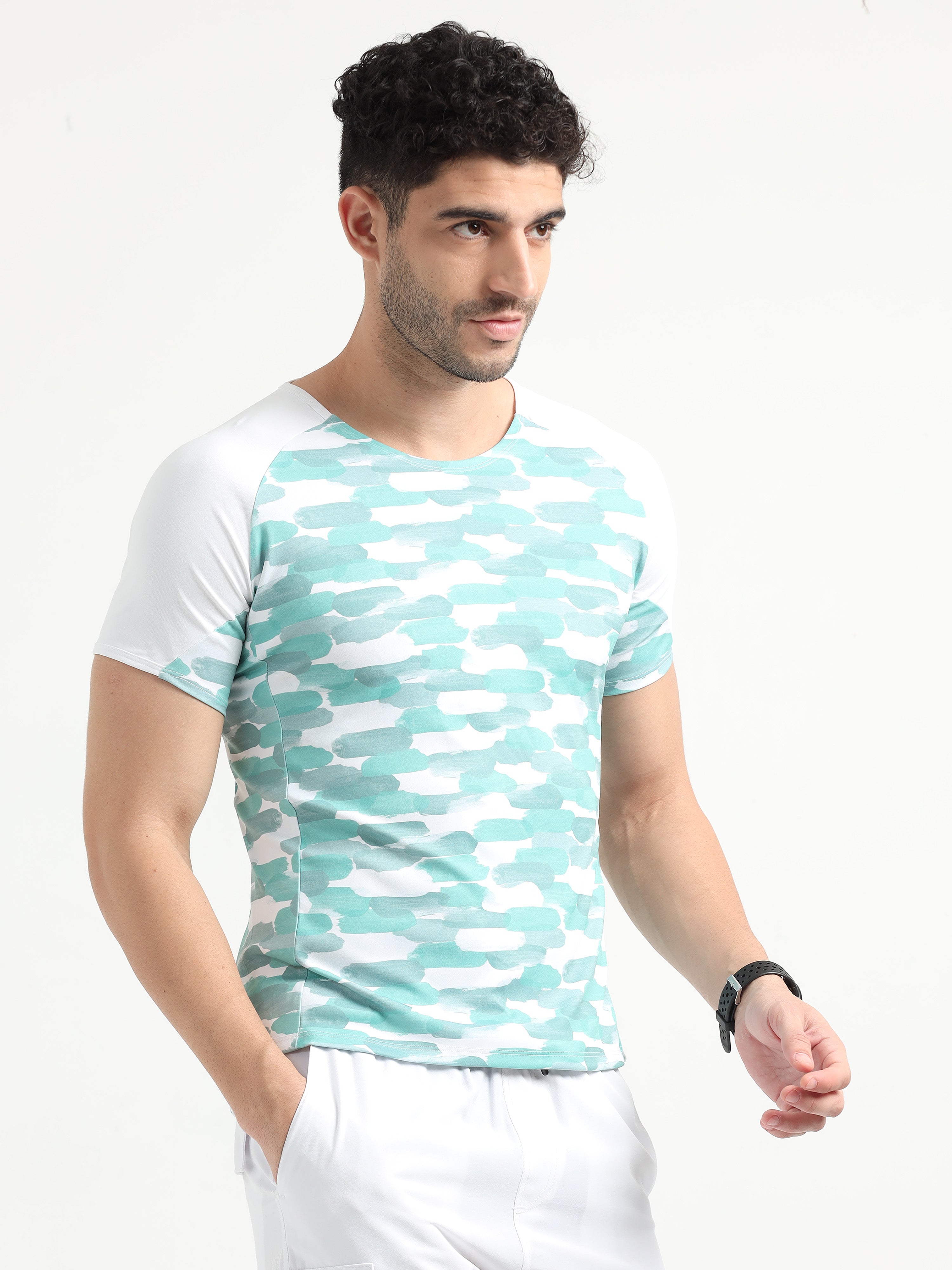Painted Stripe Abstract Men Cycling Tee