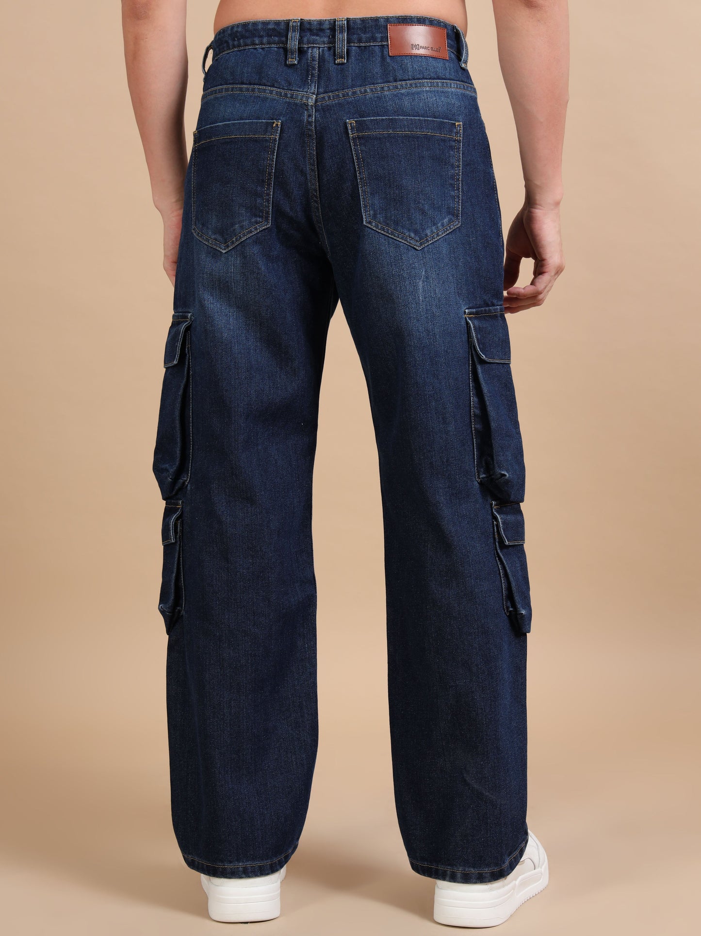 Dark Blue 8-Pocket Cargo Denim Jeans