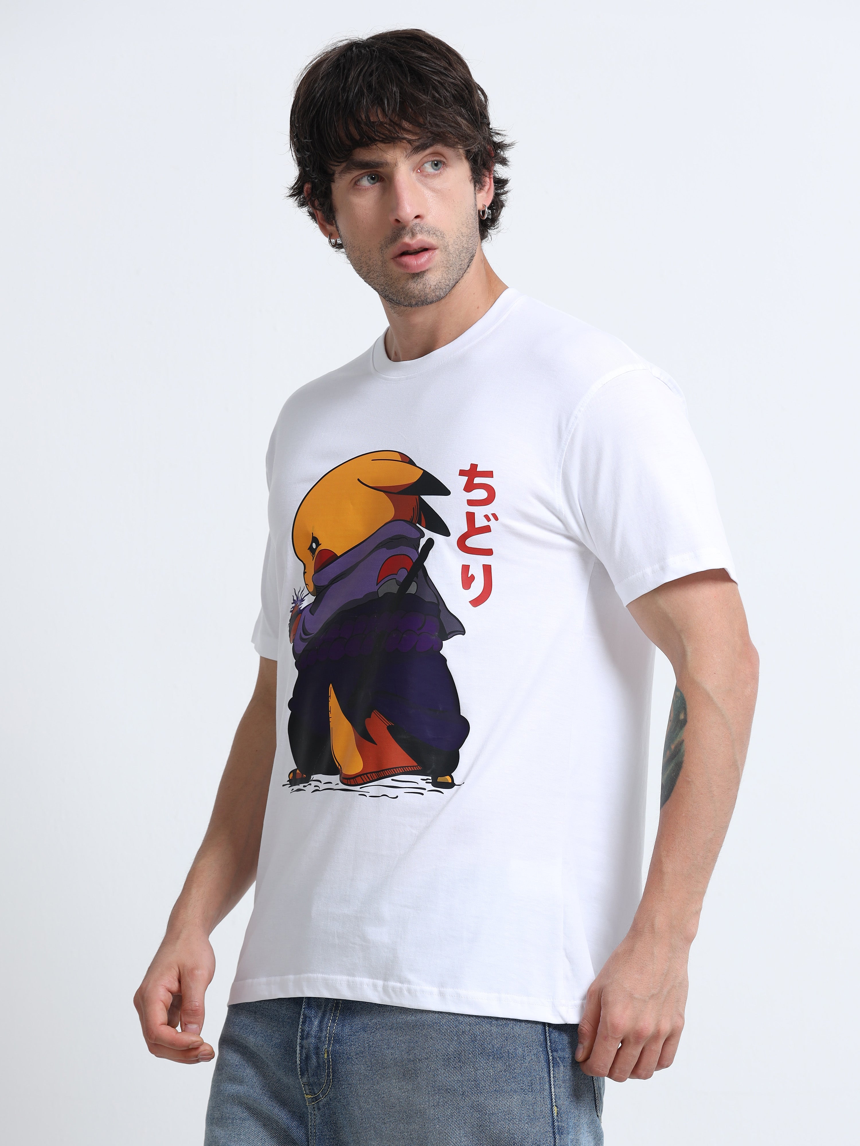 White Round Neck T-Shirt - 100% Cotton Bio Wash