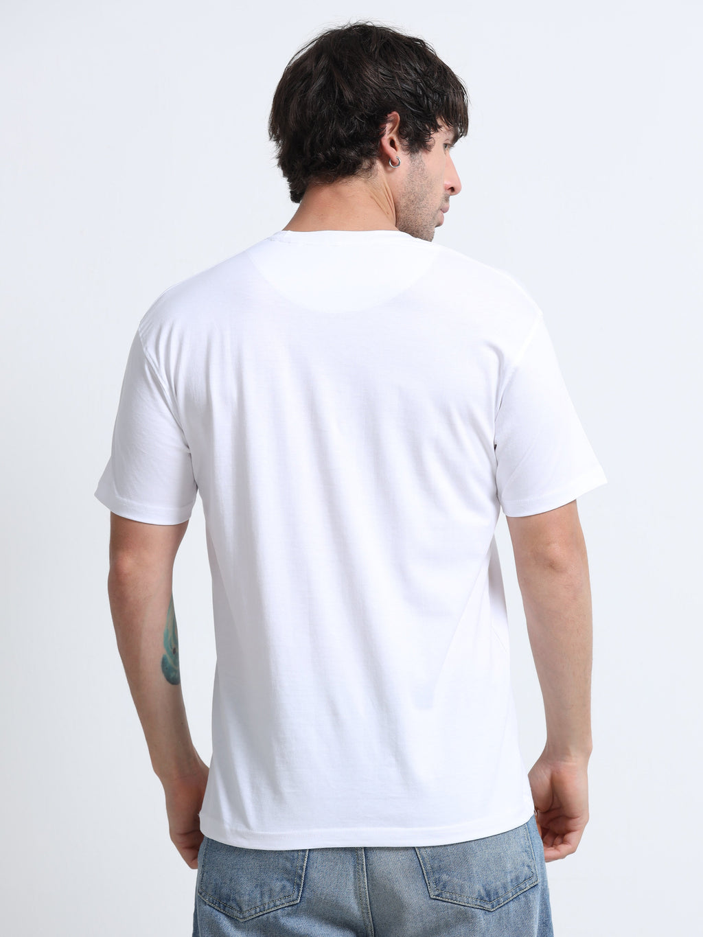 White Round Neck T-Shirt - 100% Cotton Bio Wash