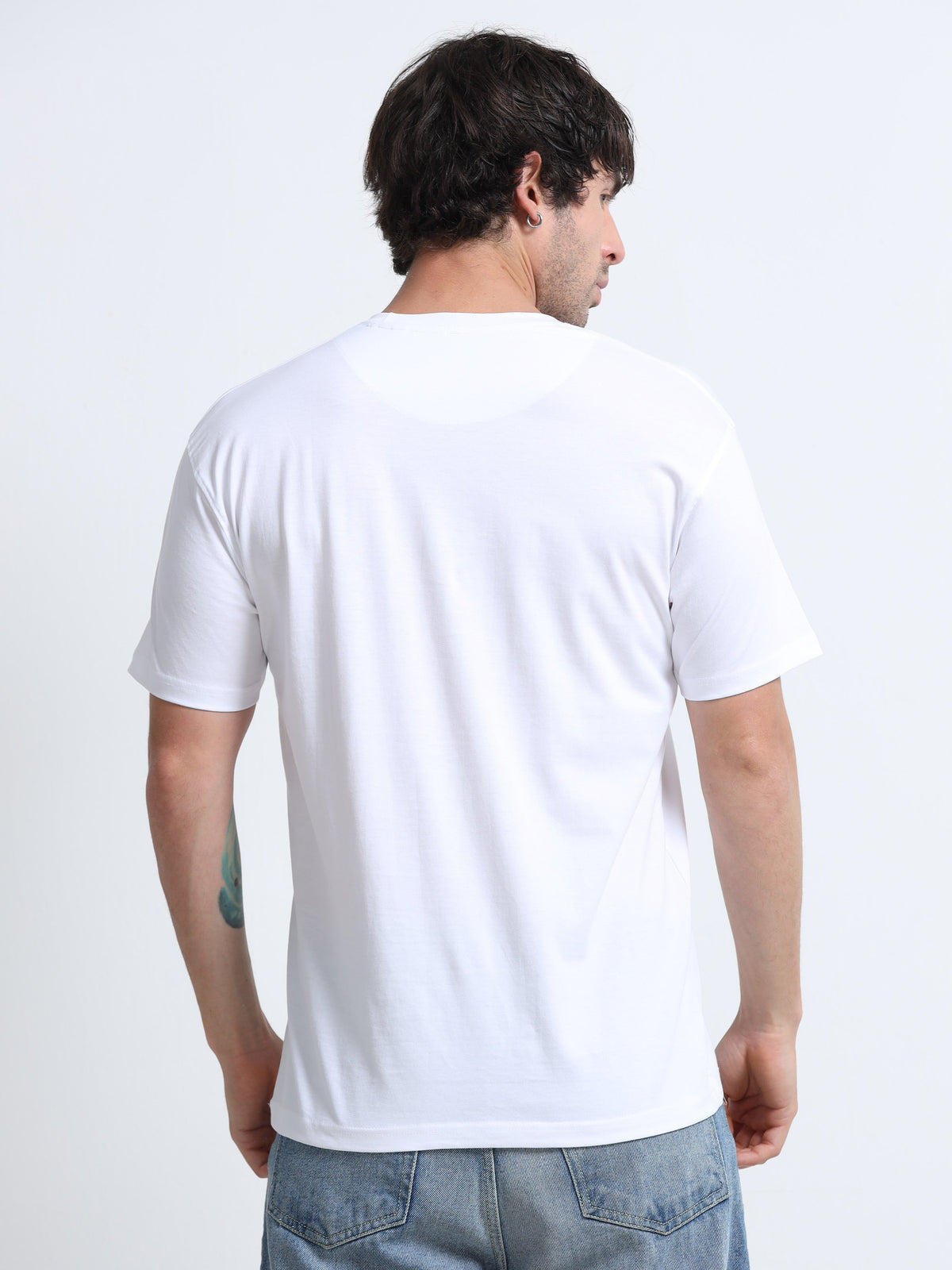 White Round Neck T-Shirt - 100% Cotton Bio Wash