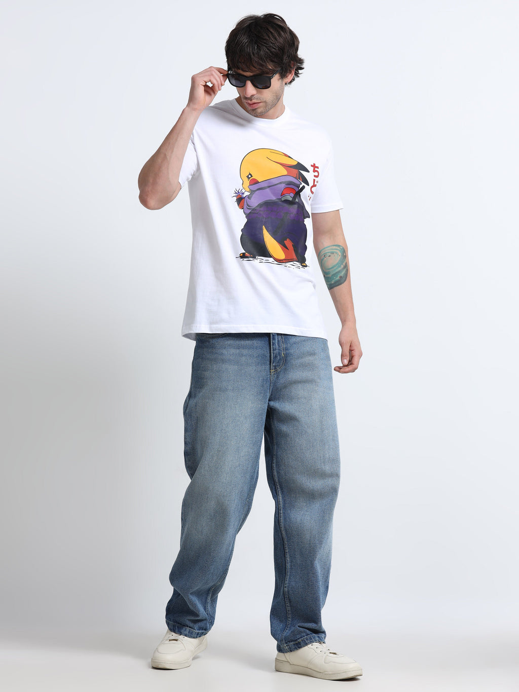 White Round Neck T-Shirt - 100% Cotton Bio Wash