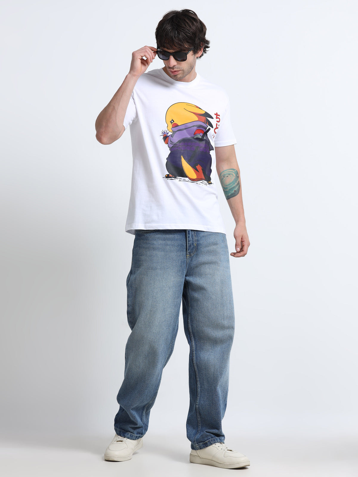 White Round Neck T-Shirt - 100% Cotton Bio Wash