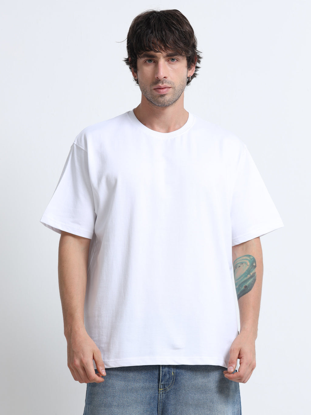 White Oversized T-Shirt - 100% Cotton Bio Wash Terry