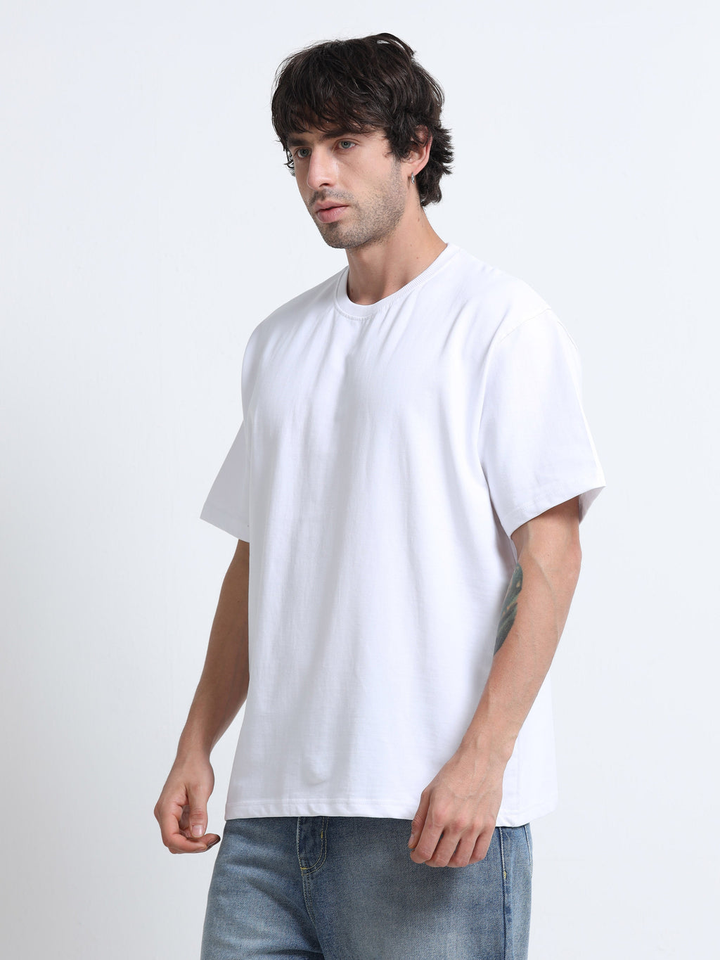 White Oversized T-Shirt - 100% Cotton Bio Wash Terry