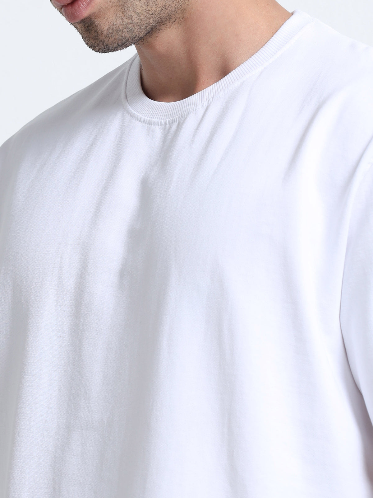 White Oversized T-Shirt - 100% Cotton Bio Wash Terry