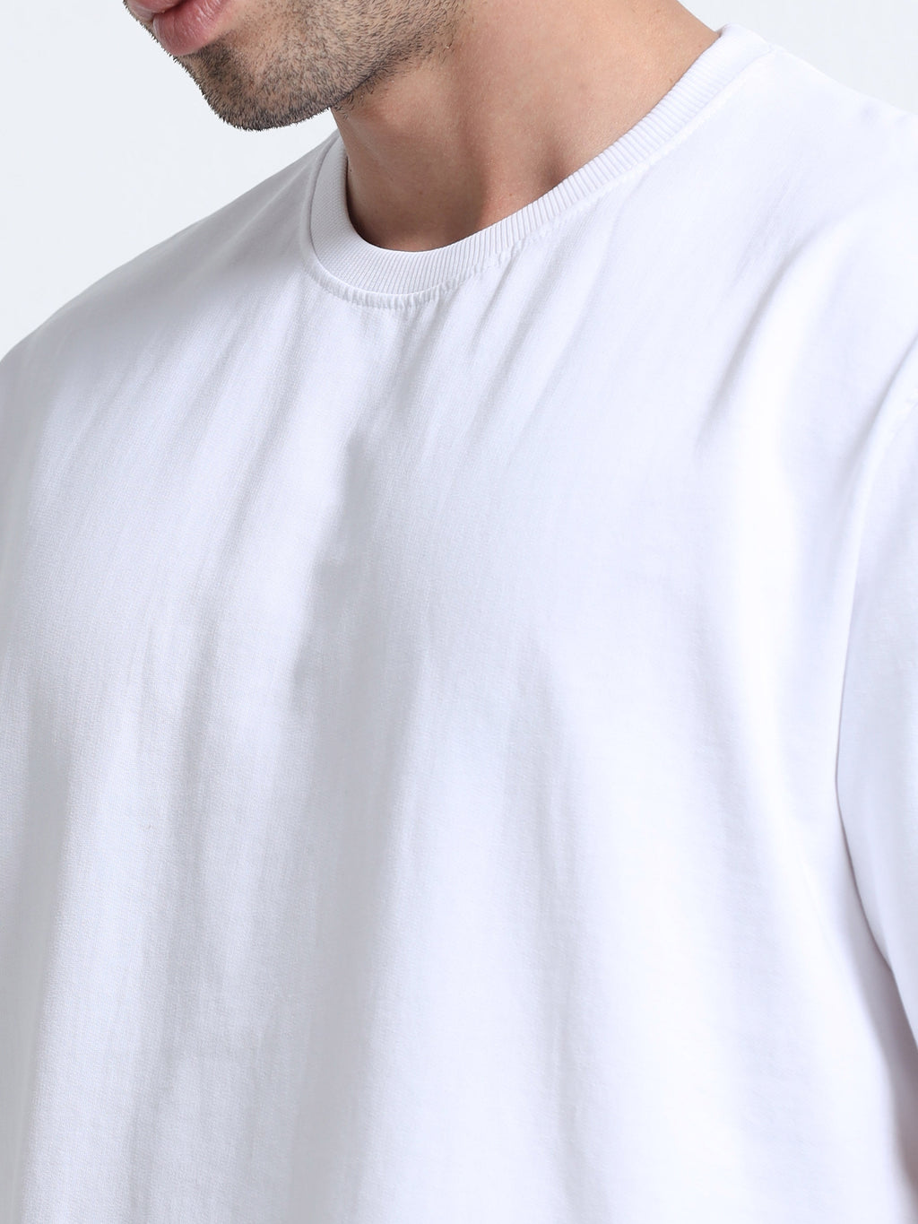 White Oversized T-Shirt - 100% Cotton Bio Wash Terry