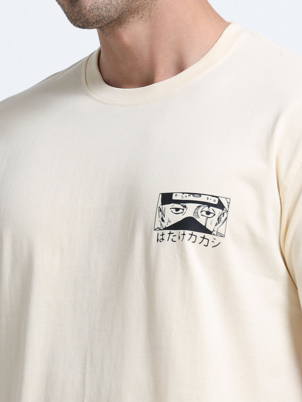 Cream Round Neck T-Shirt - 100% Cotton Bio Wash