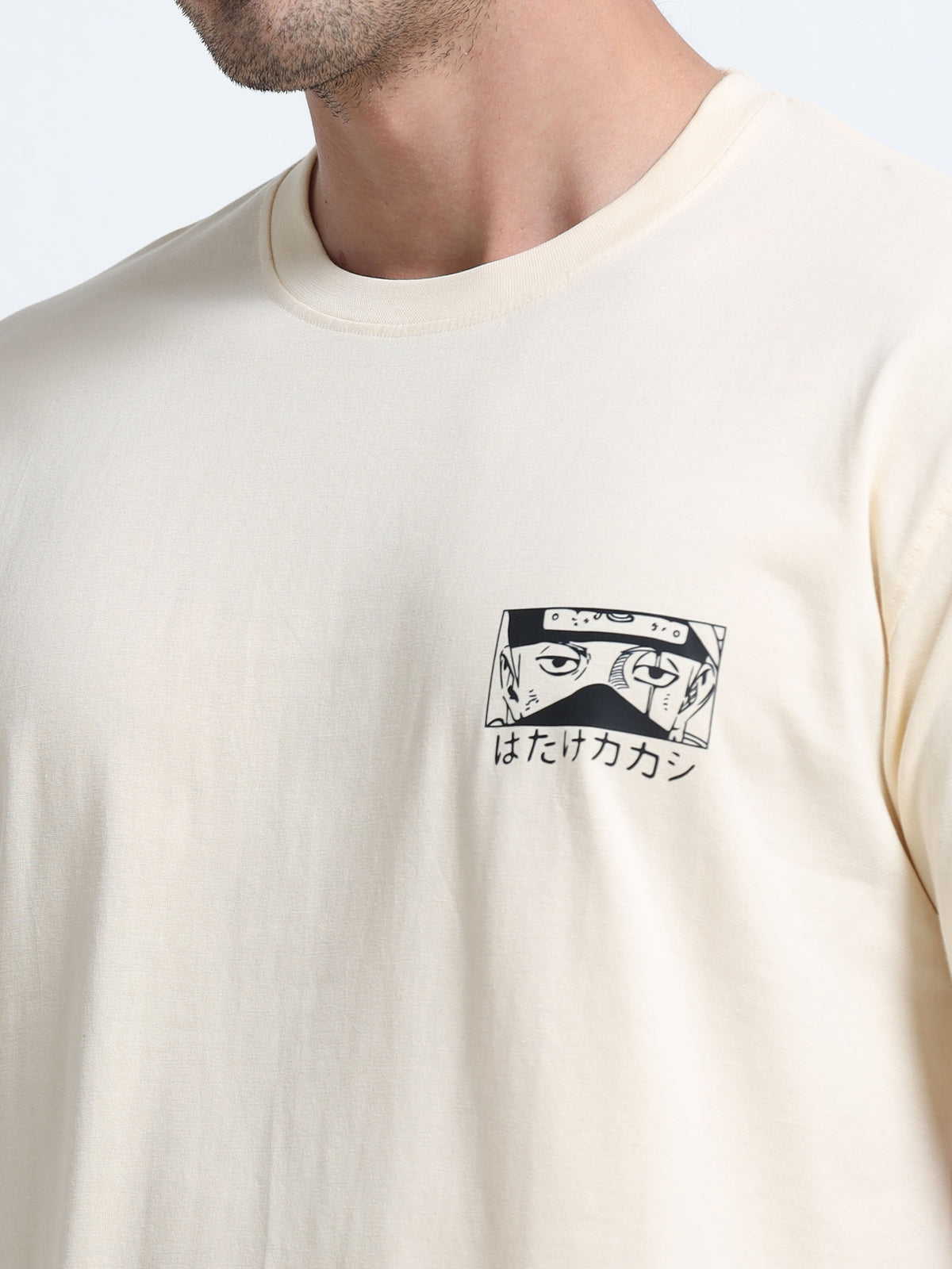 Cream Round Neck T-Shirt - 100% Cotton Bio Wash