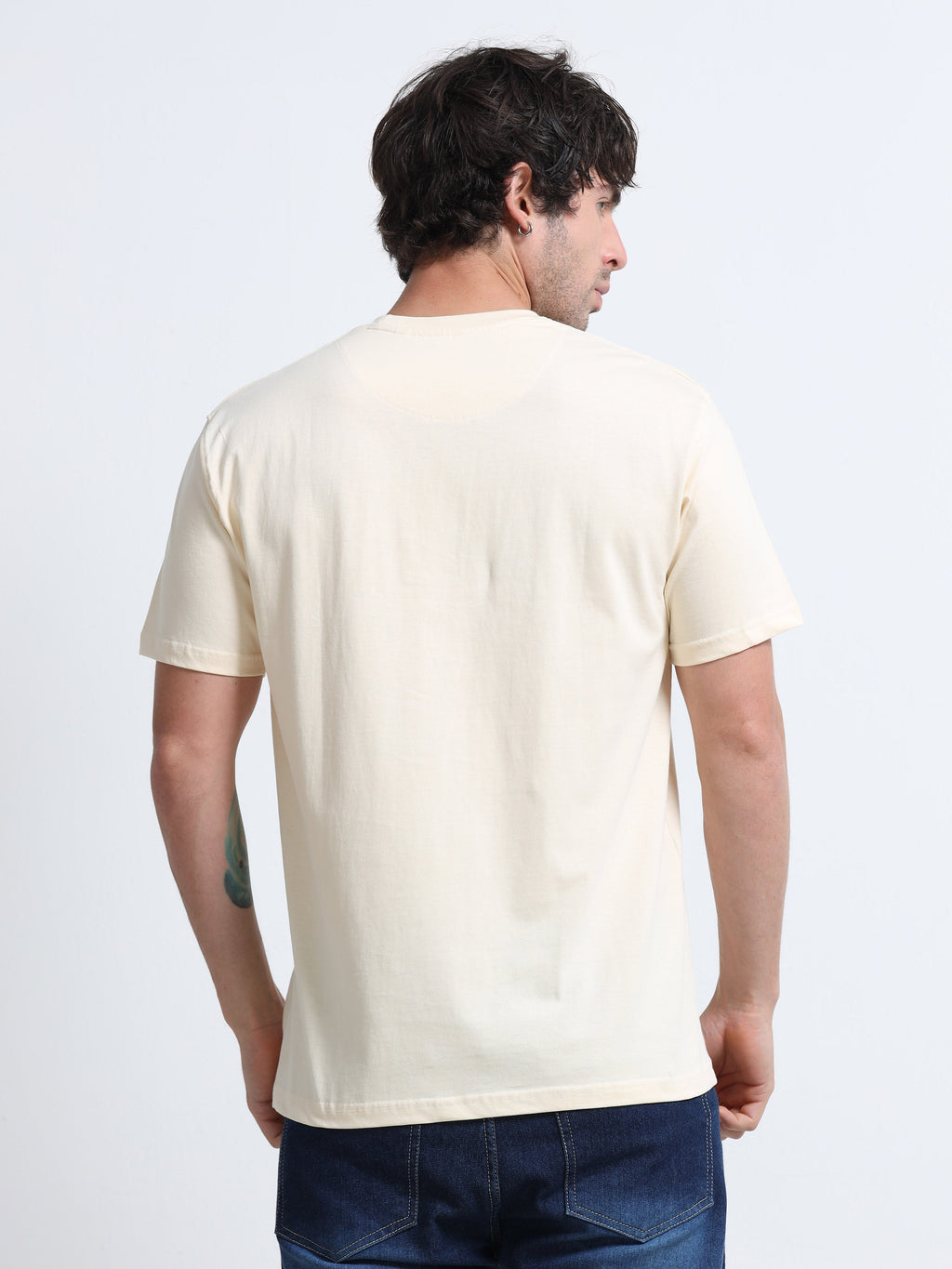White Round Neck T-Shirt - 100% Cotton Bio Wash