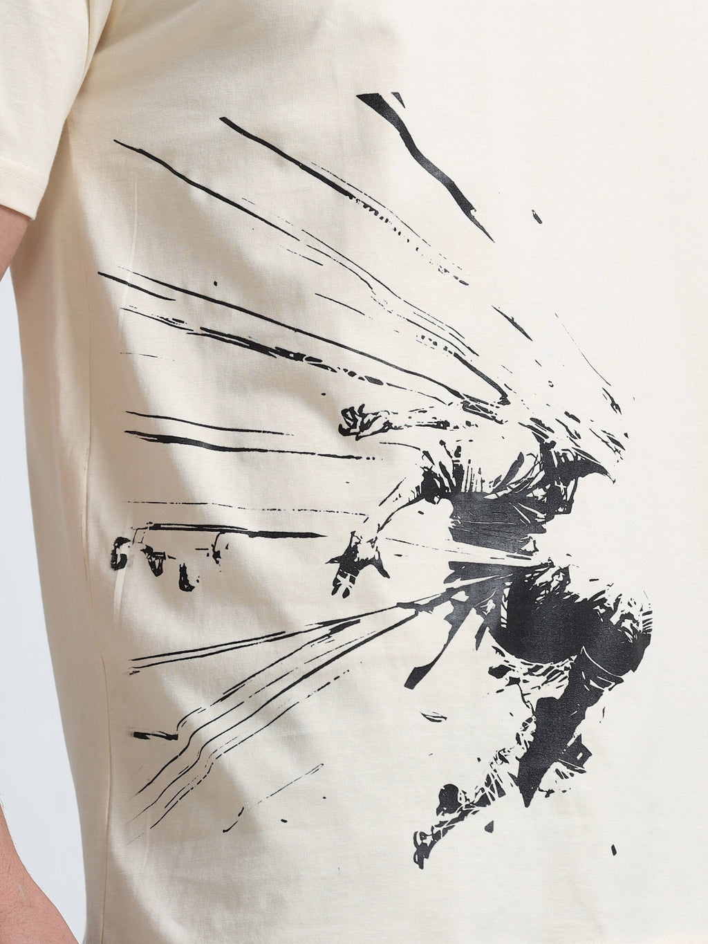 Cream Round Neck T-Shirt - 100% Cotton Bio Wash