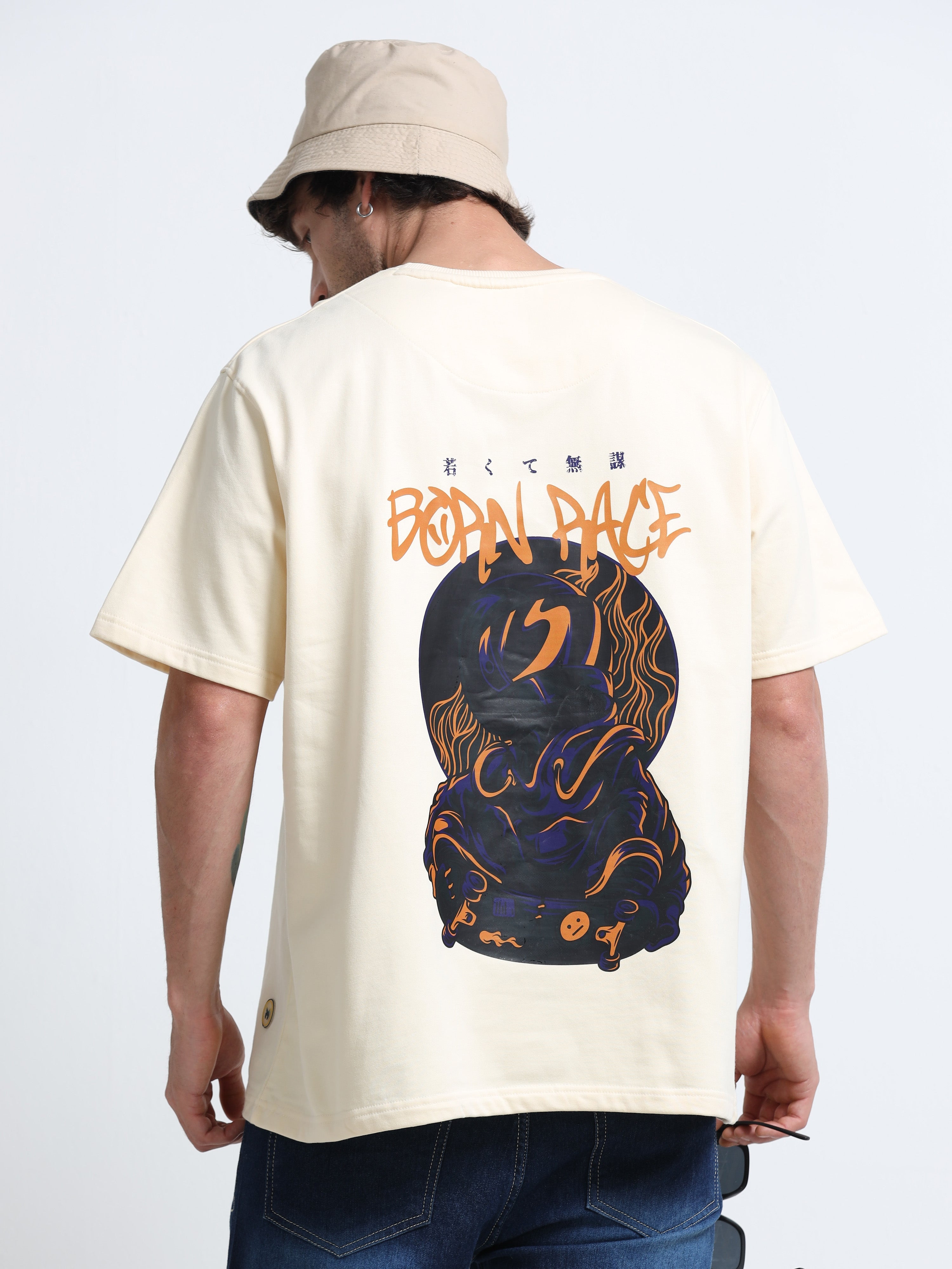 Cream Oversized T-Shirt - 100% Cotton Bio Wash Terry