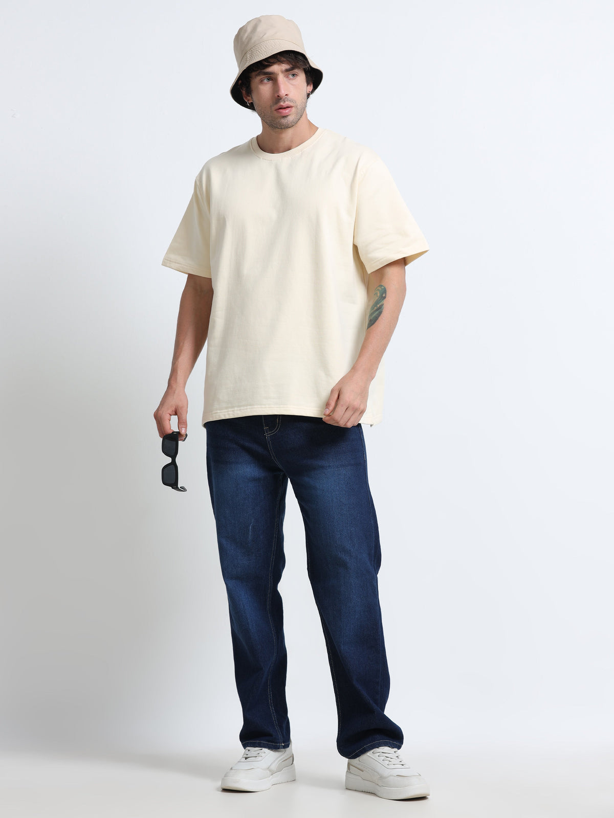 Cream Oversized T-Shirt - 100% Cotton Bio Wash Terry
