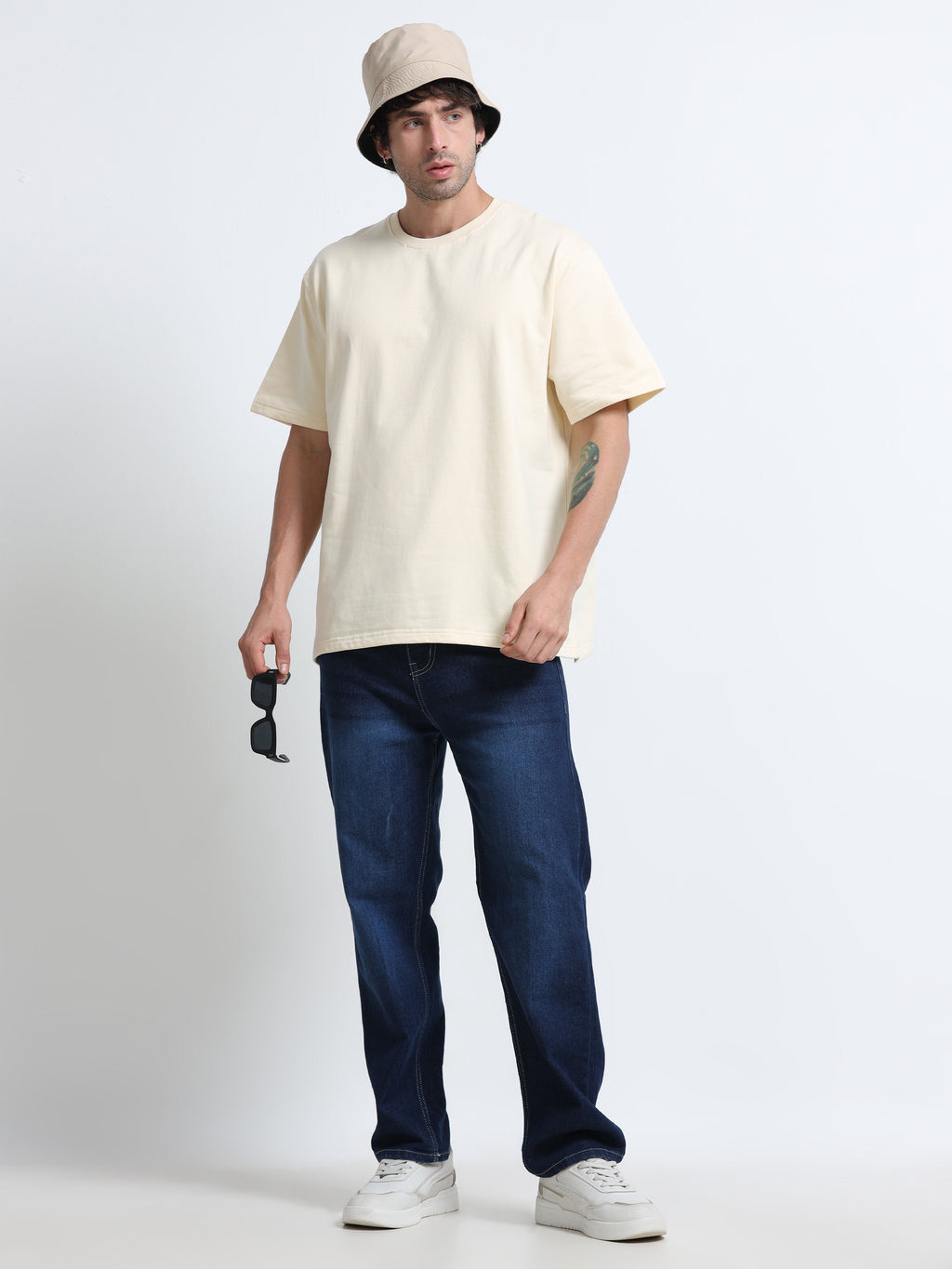 Cream Oversized T-Shirt - 100% Cotton Bio Wash Terry