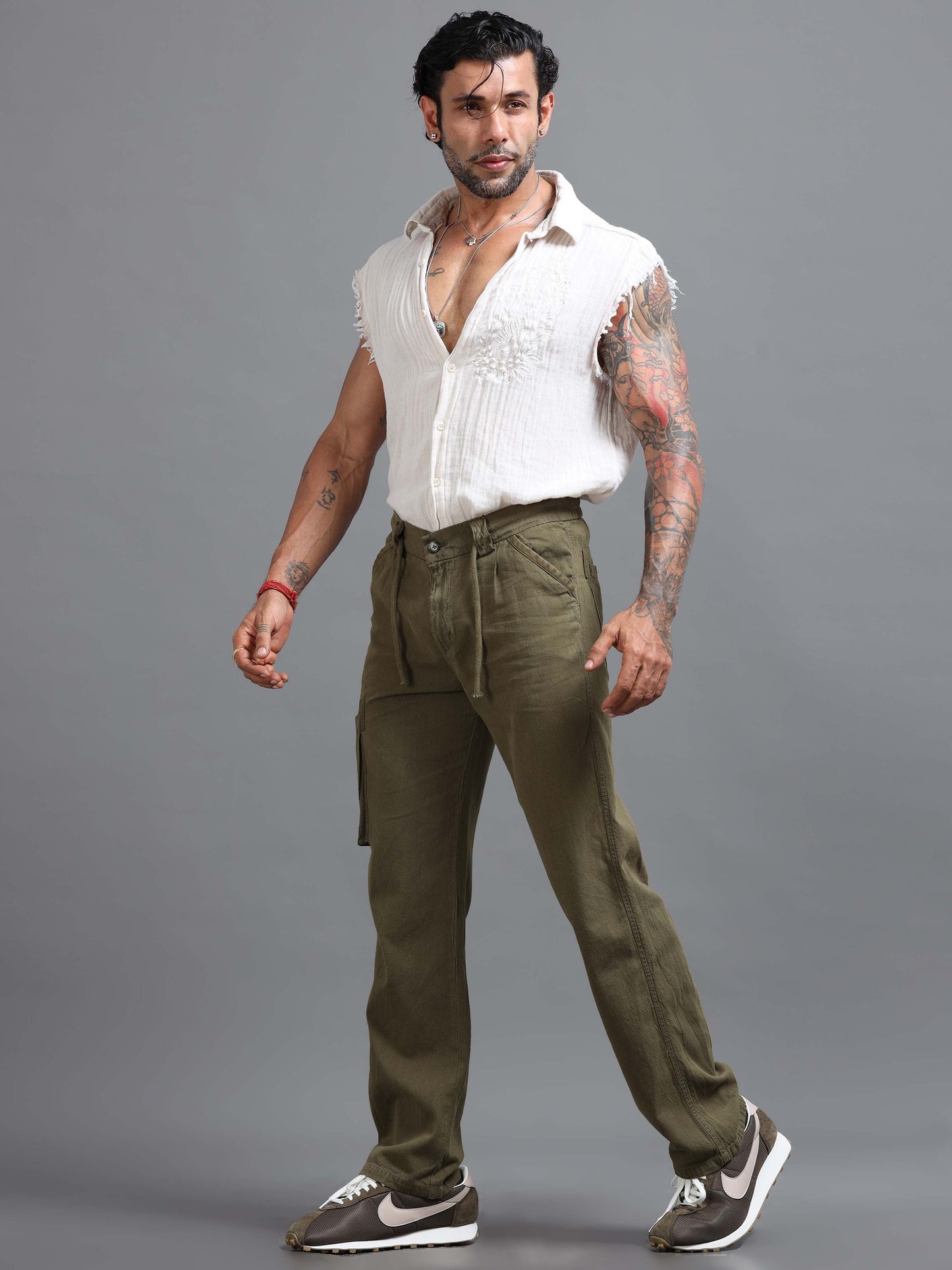 Portofino Linen Pant In Olive