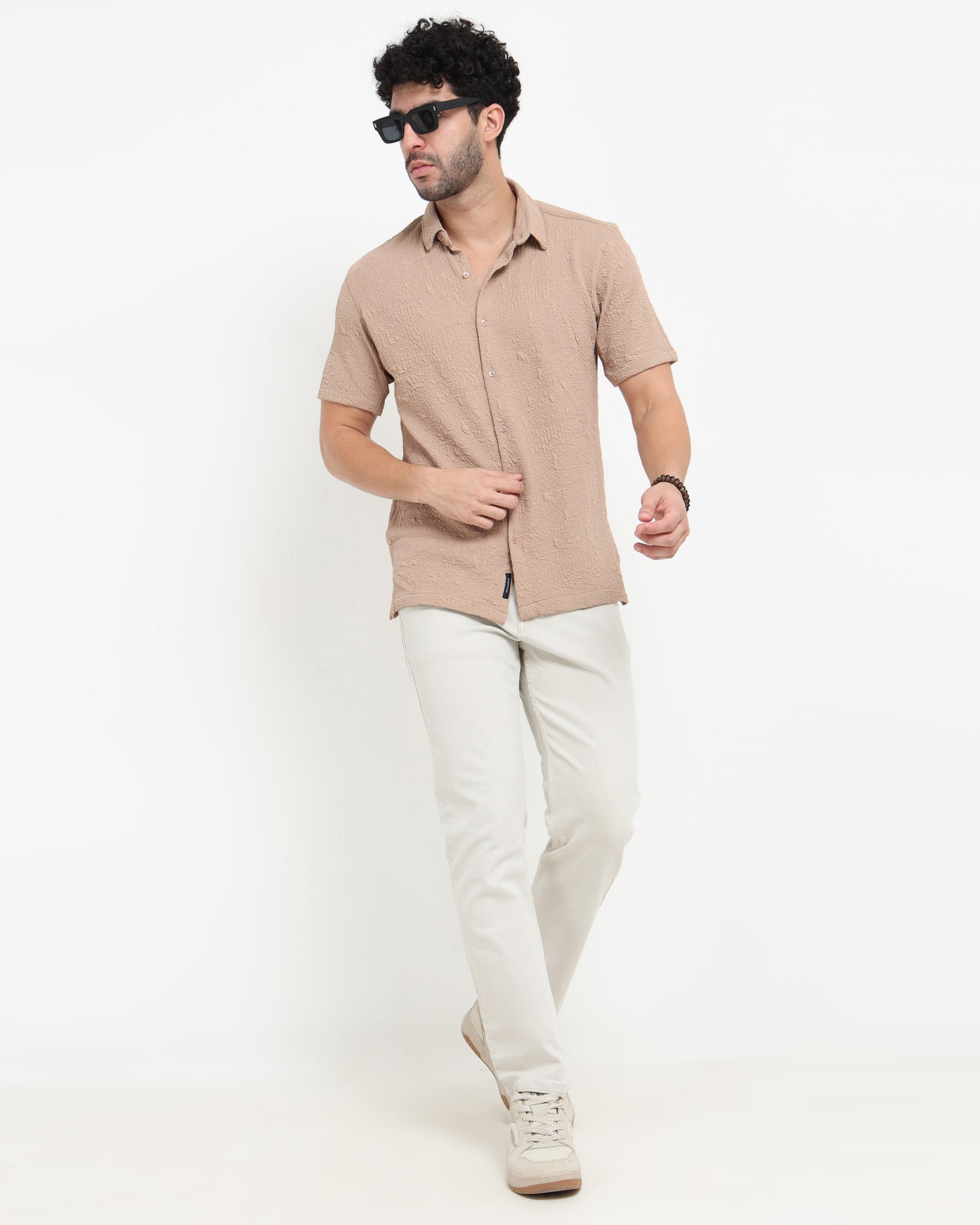 FOAM Beige Textured Shirt