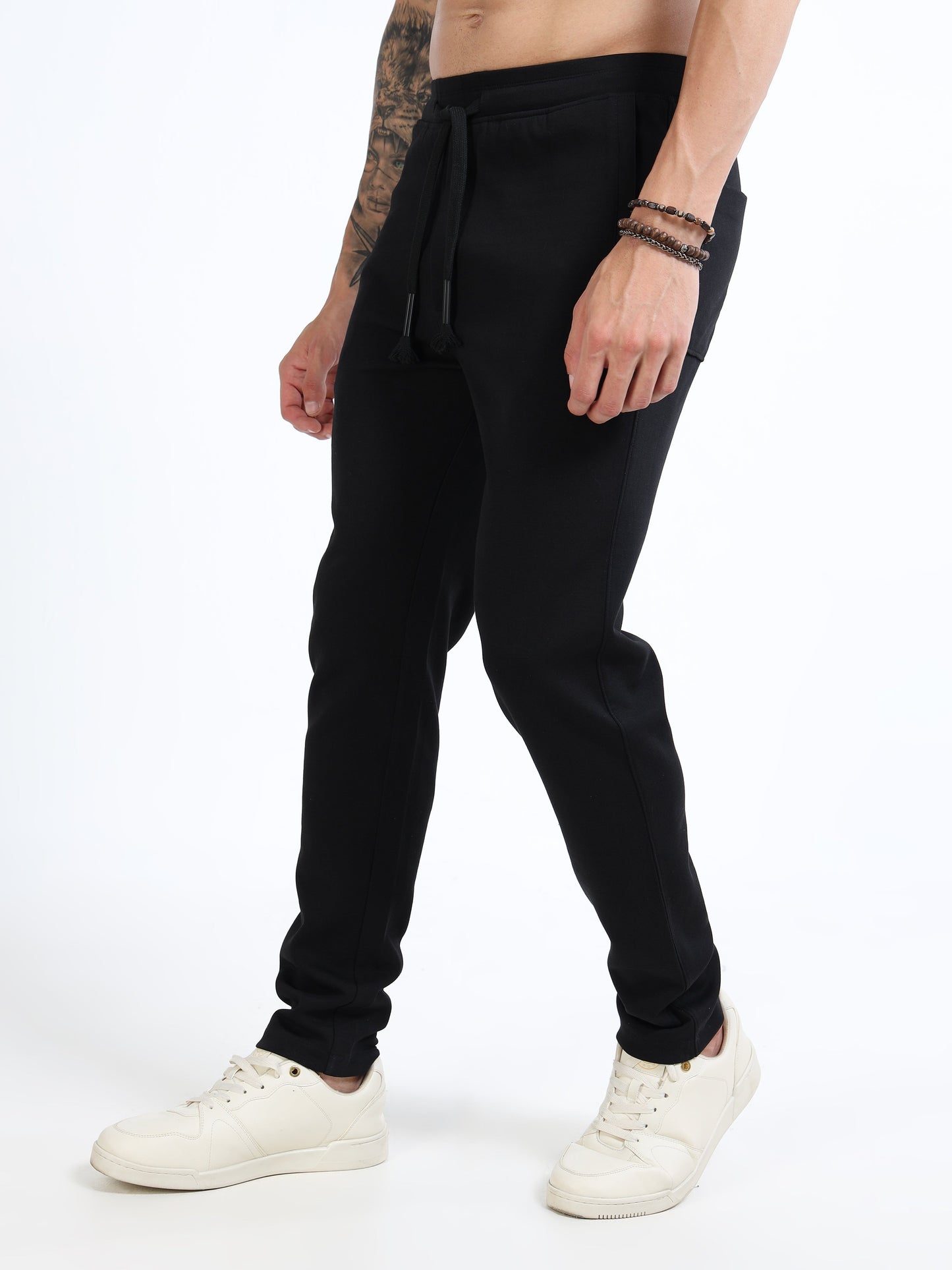 Men’s Black Slim Fit Joggers with Adjustable Drawstring Waist & Side Pockets