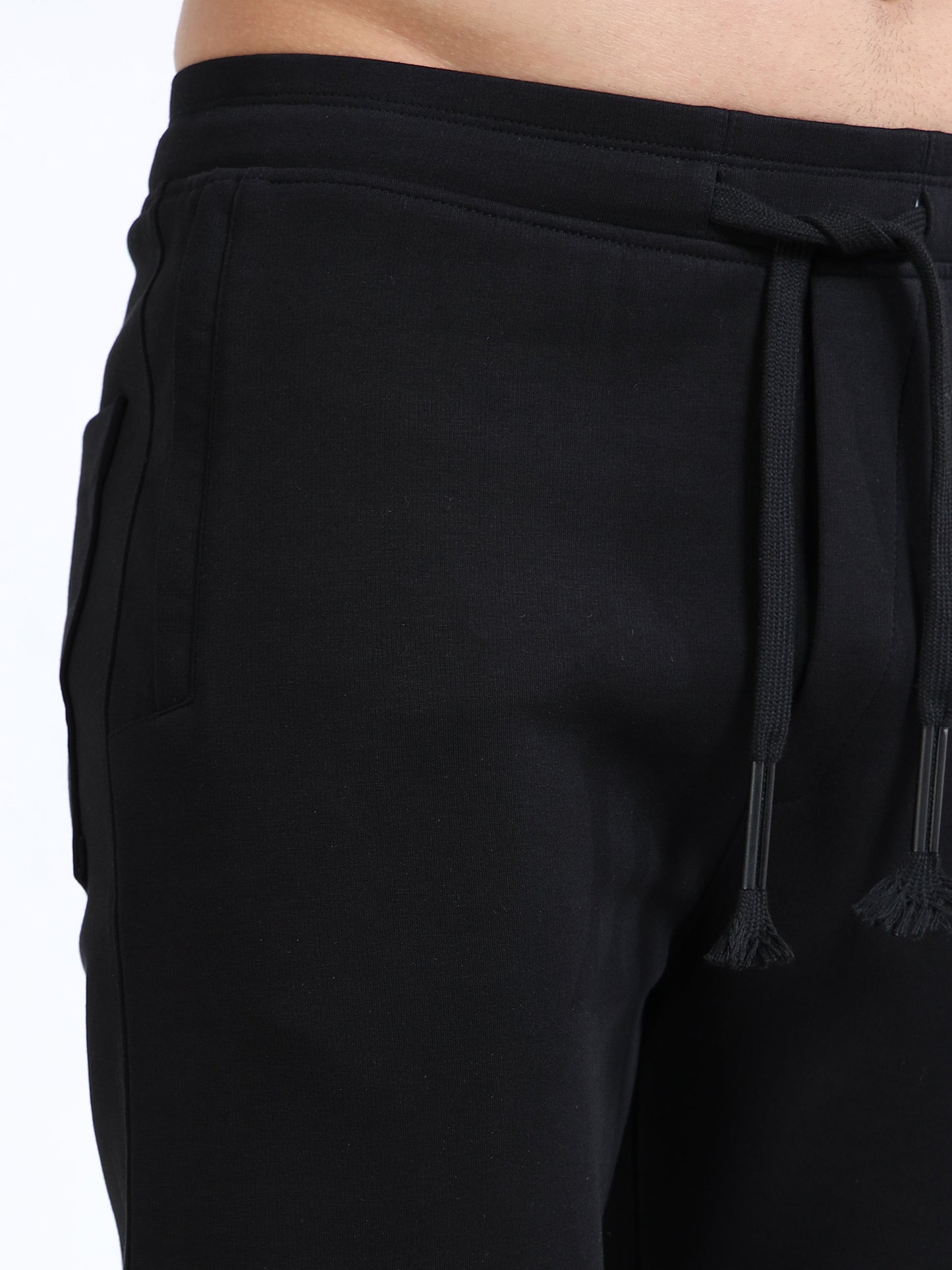 Men’s Black Slim Fit Joggers with Adjustable Drawstring Waist & Side Pockets