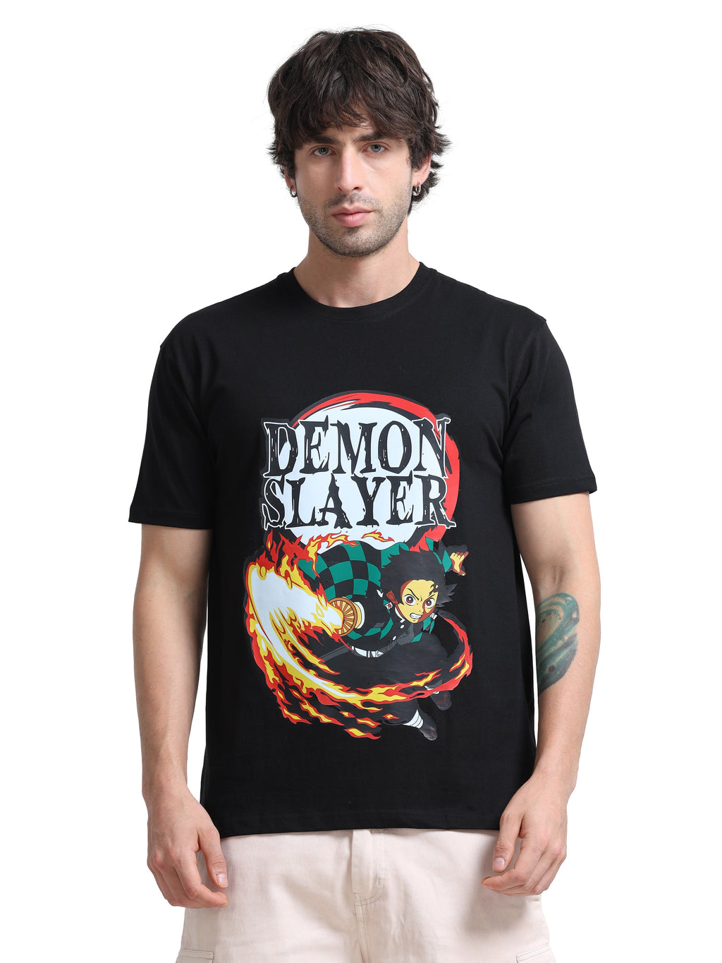 Black Round Neck T-Shirt - 100% Cotton Bio Wash