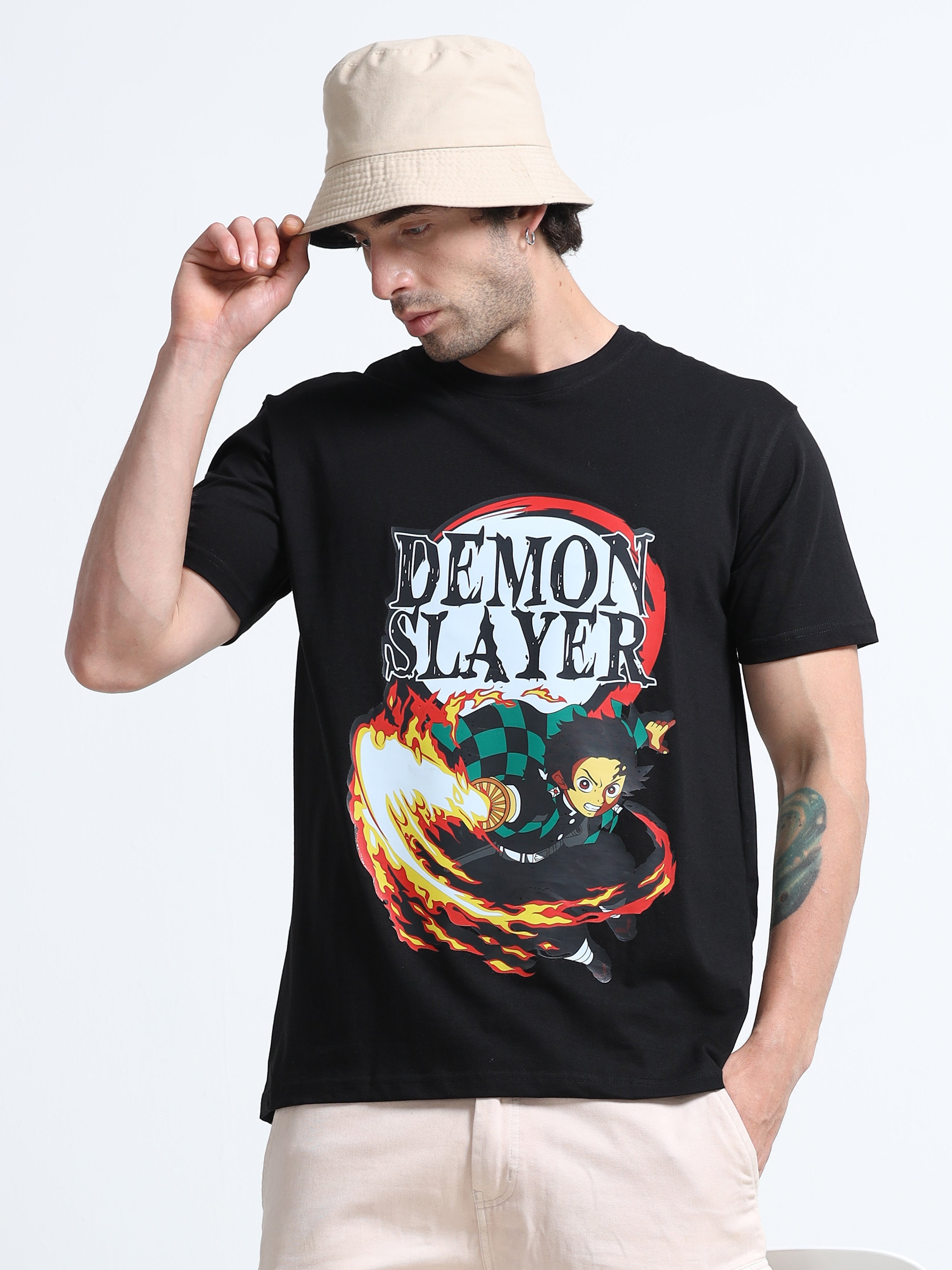 Black Round Neck T-Shirt - 100% Cotton Bio Wash
