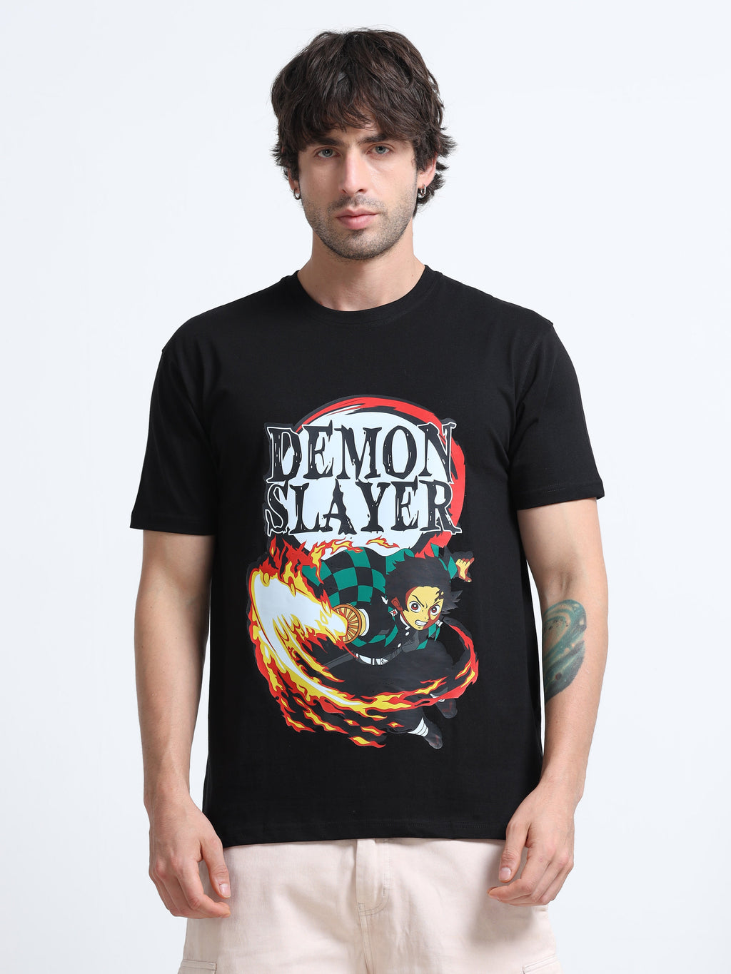 Black Round Neck T-Shirt - 100% Cotton Bio Wash
