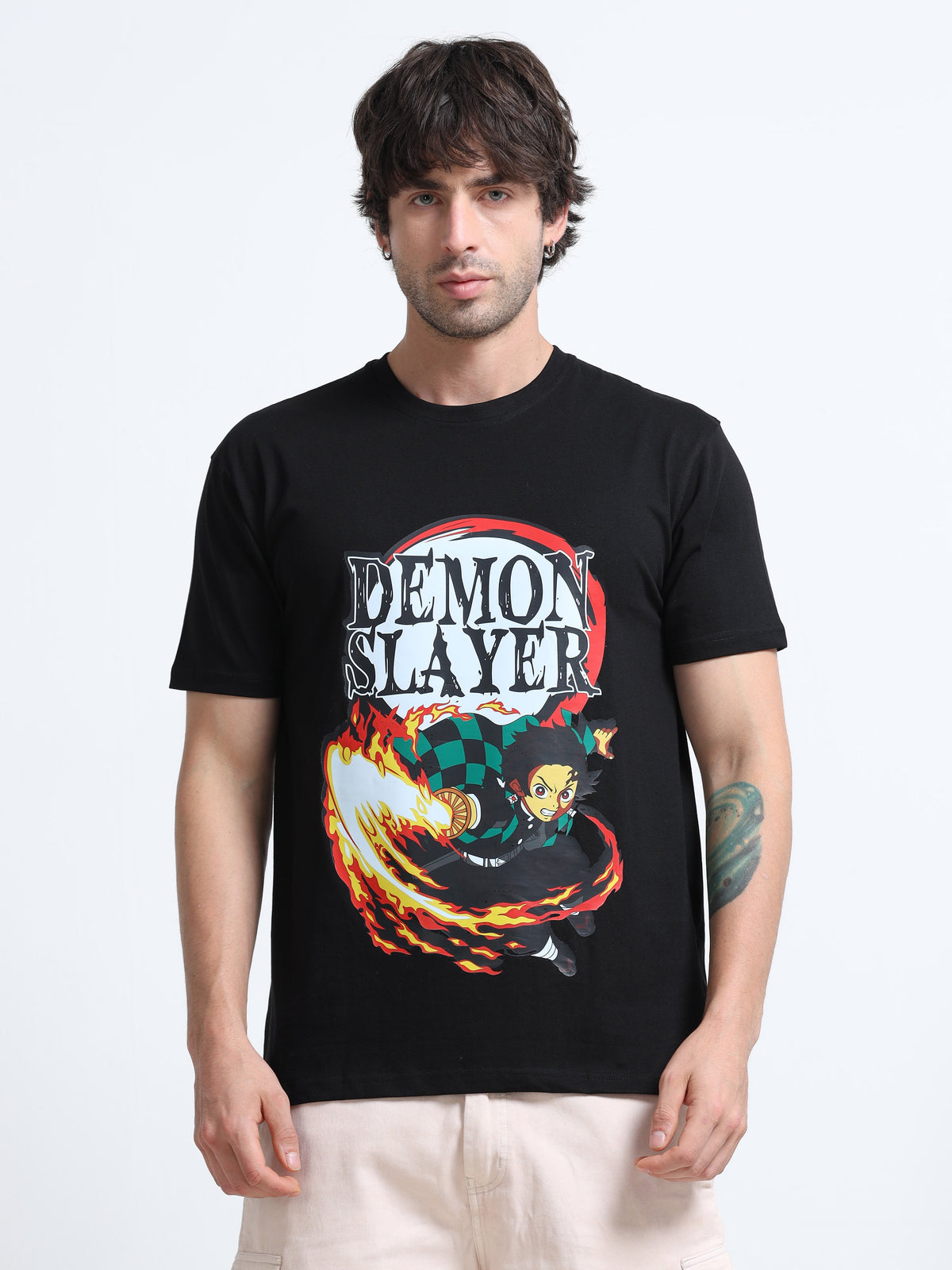 Black Round Neck T-Shirt - 100% Cotton Bio Wash