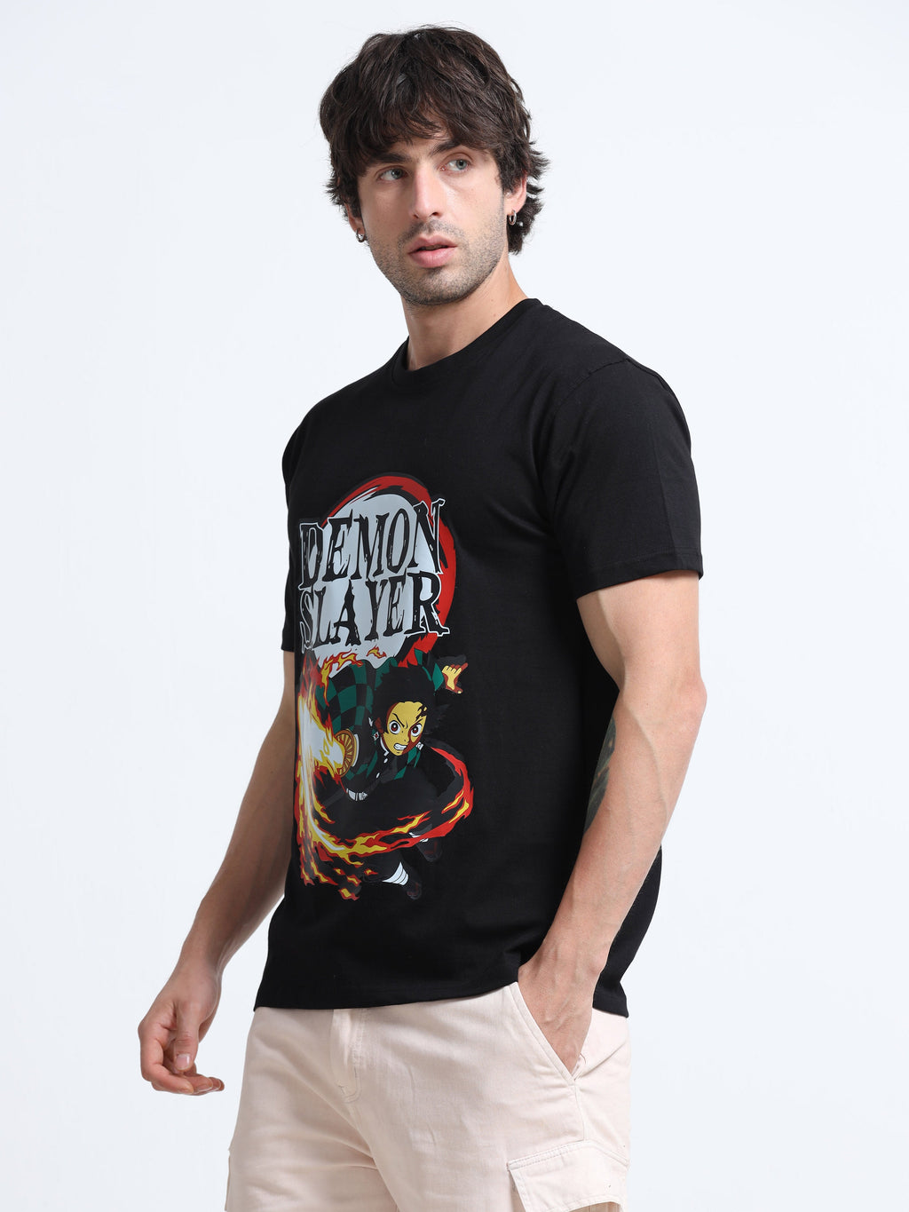 Black Round Neck T-Shirt - 100% Cotton Bio Wash
