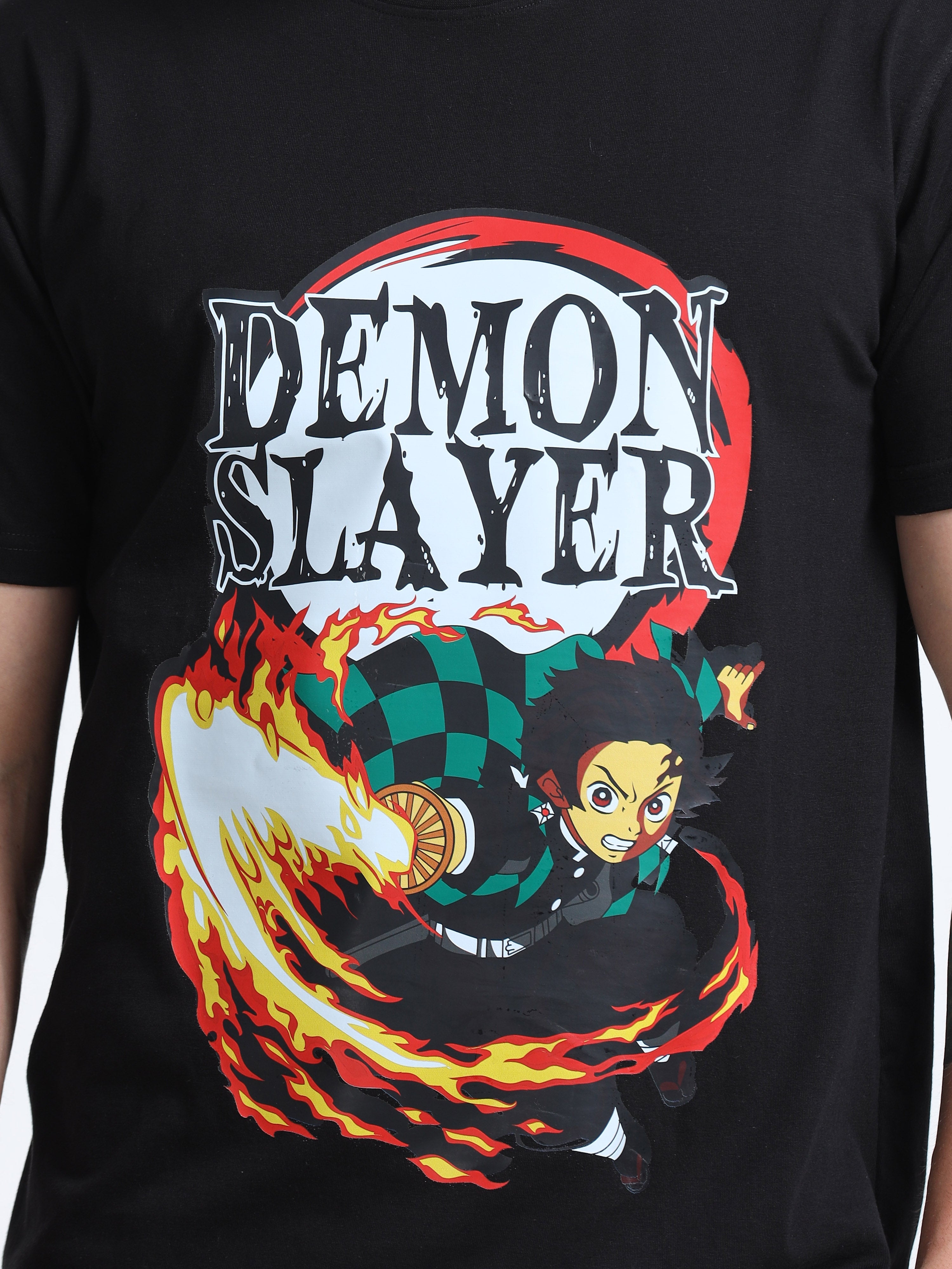 Black Round Neck T-Shirt - 100% Cotton Bio Wash